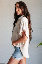 Jodifl Sweet Simplicity Button Down Blouse in Oatmeal Shirts & Tops
