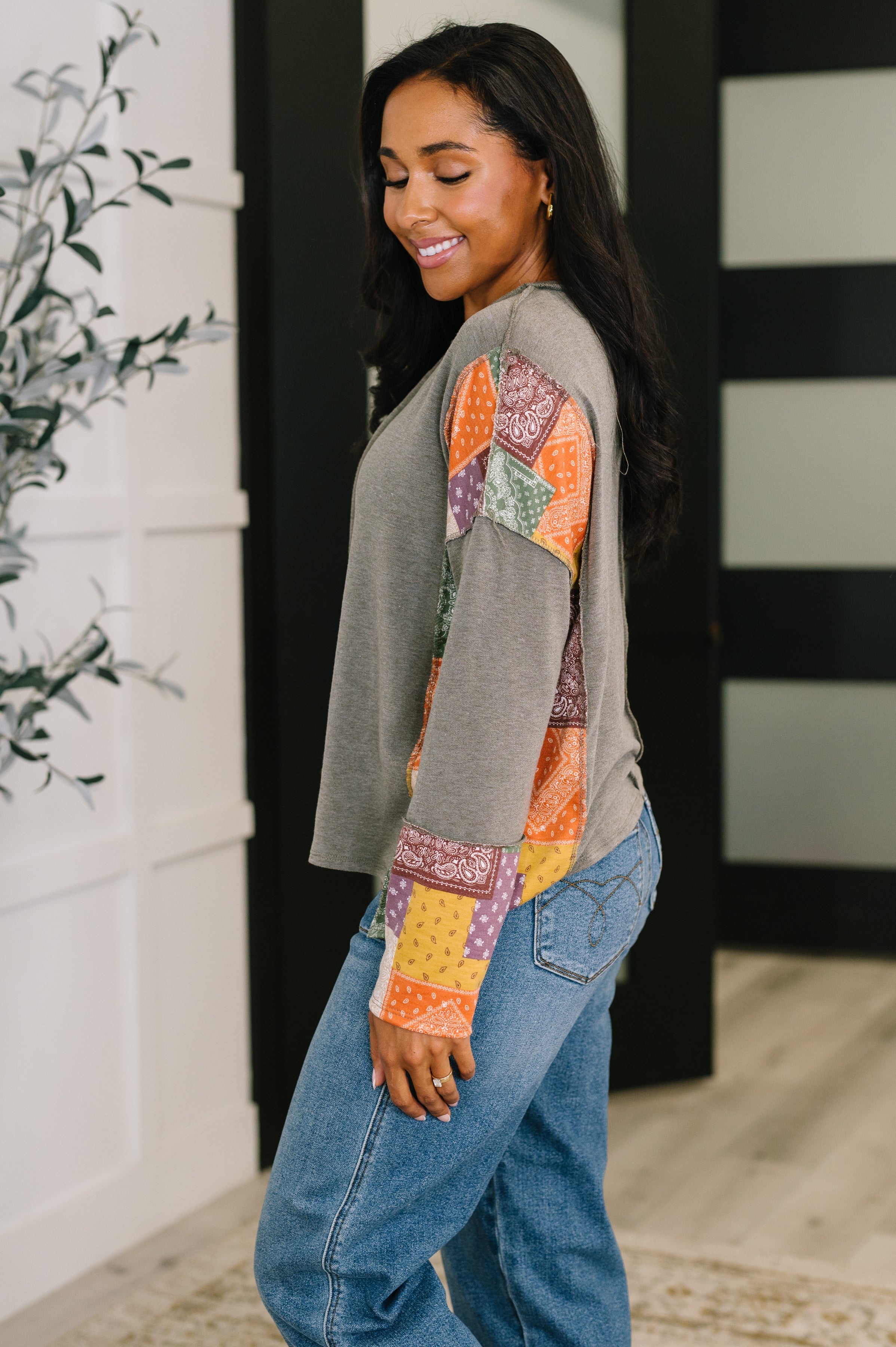 Haptics Sweet as Pie Color Block Relaxed Long Sleeve Womens