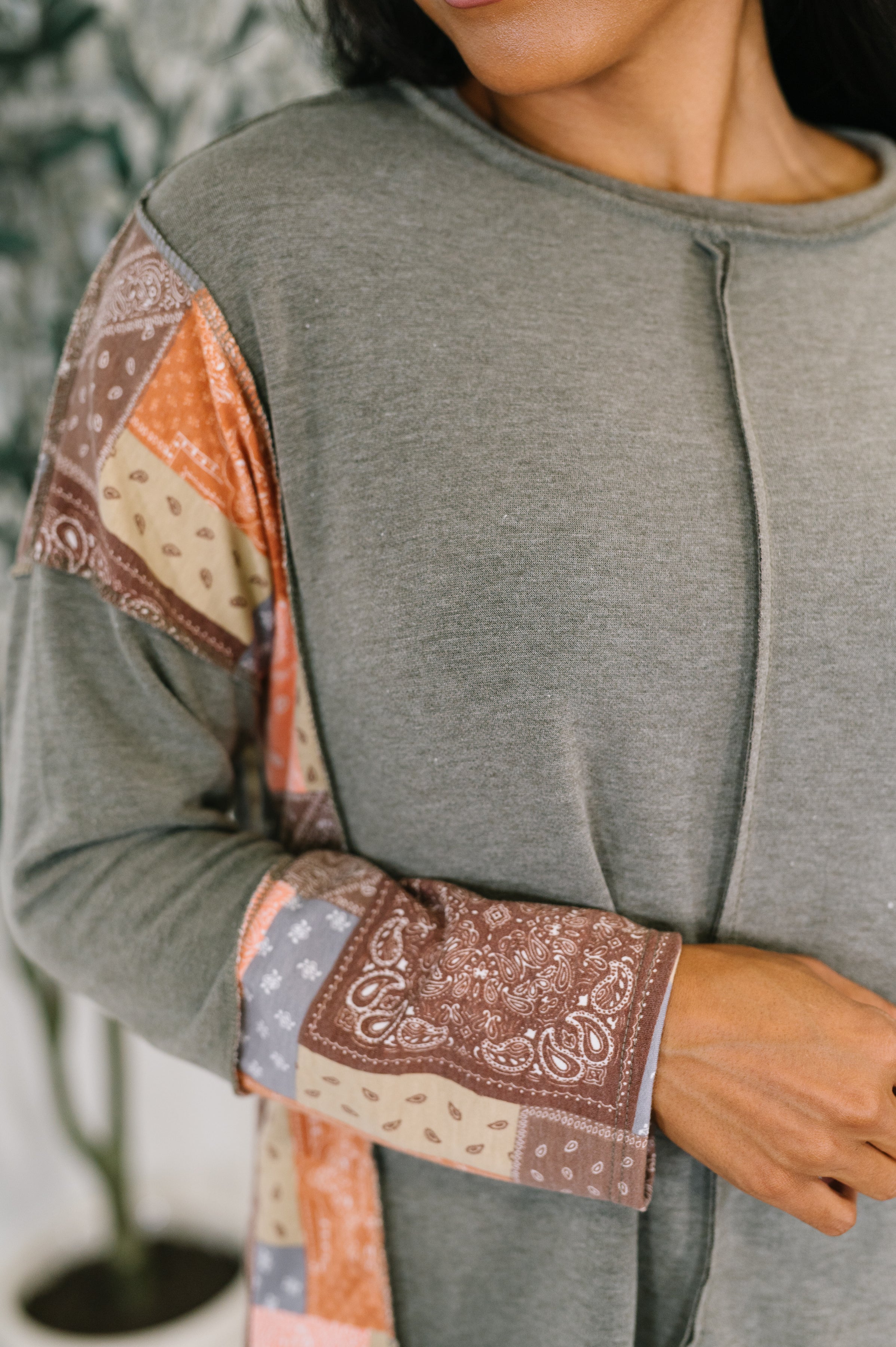 Haptics Sweet as Pie Color Block Relaxed Long Sleeve Womens