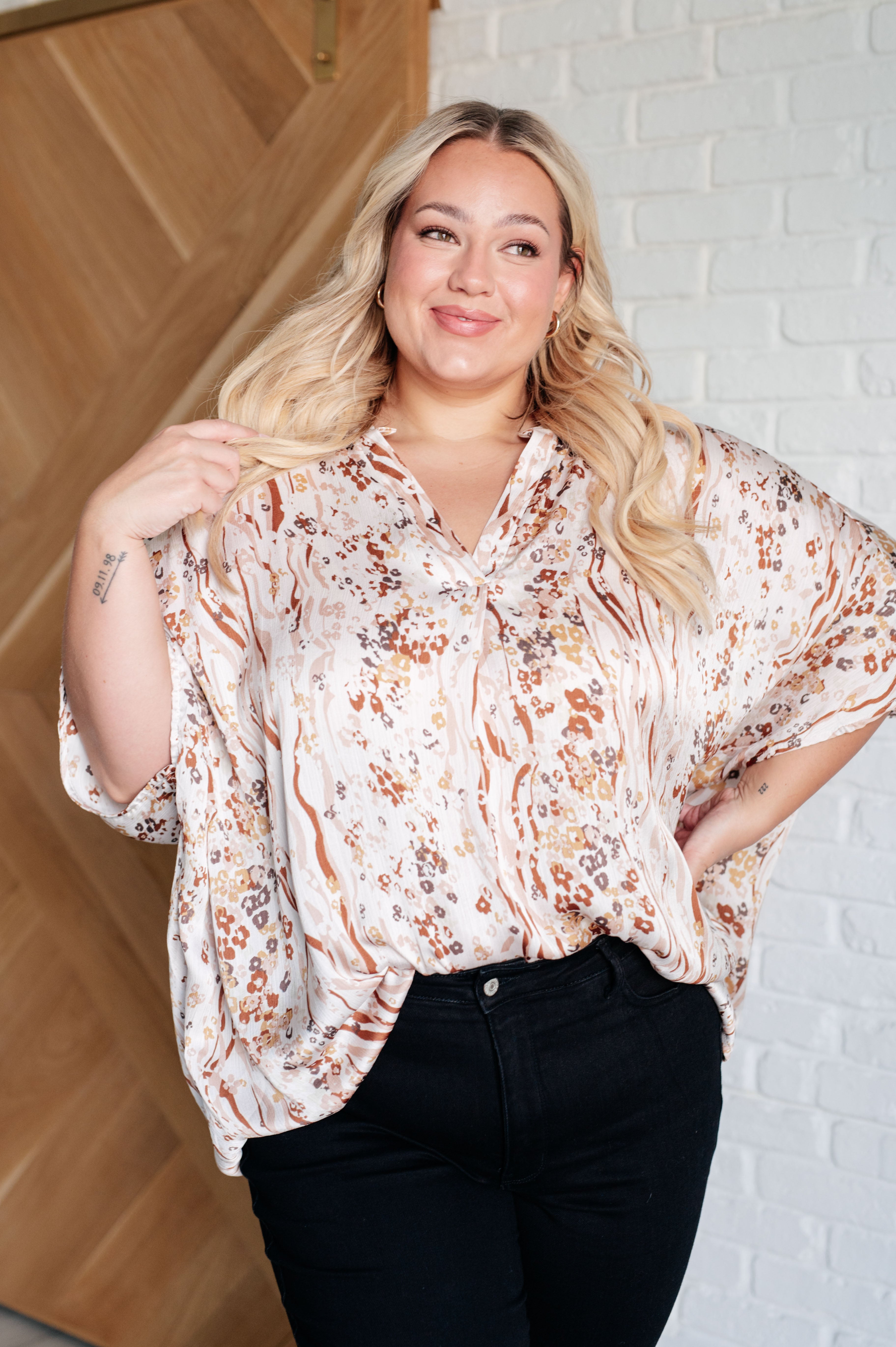 Emily Wonder Take a Chance Mixed Print Top Shirts & Tops