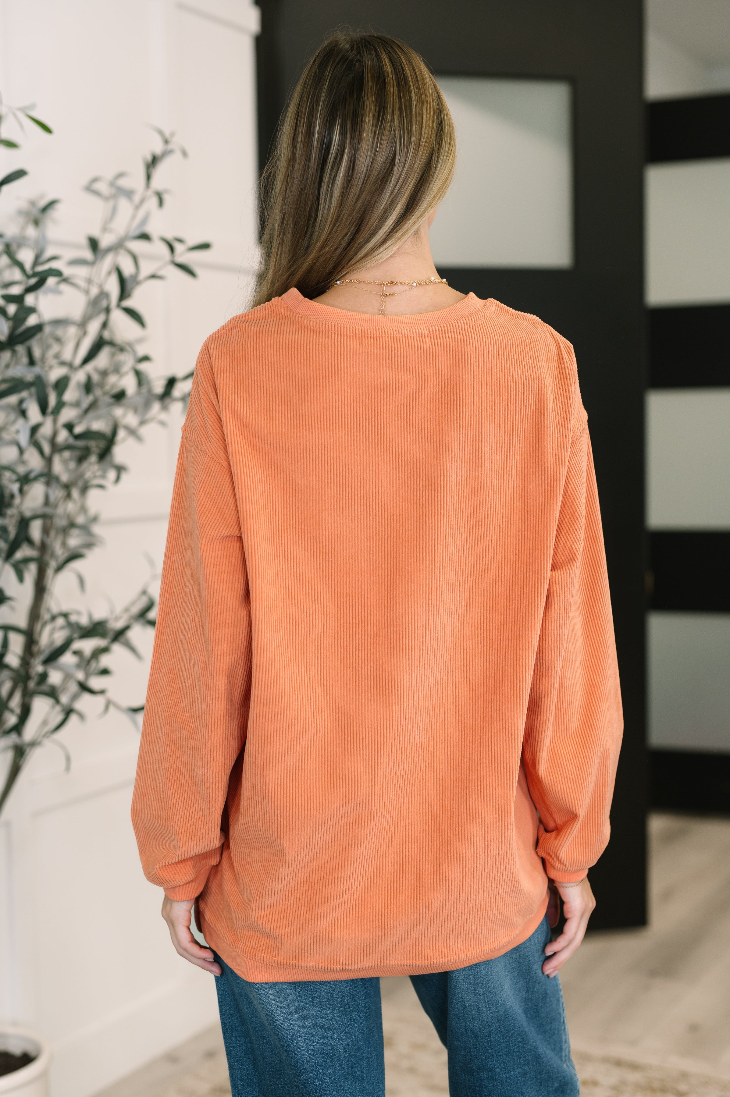 One Eleven North Taking A Drive Oversized Corded Sweatshirt Womens