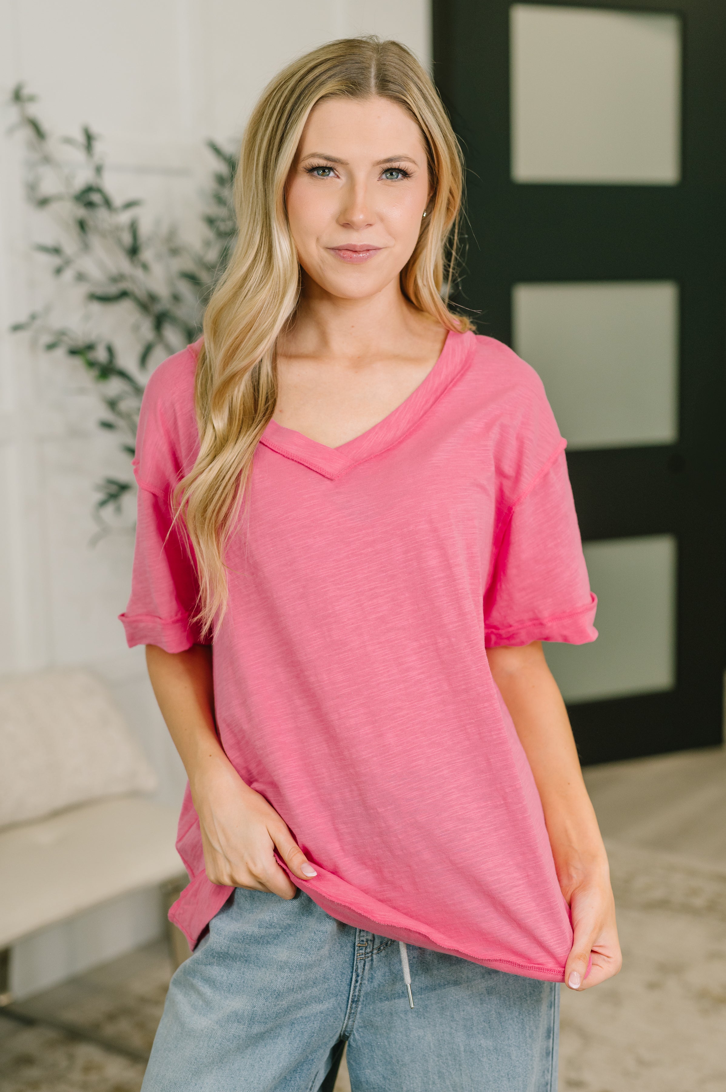 Thanks To You Relaxed Tee in Pink Womens