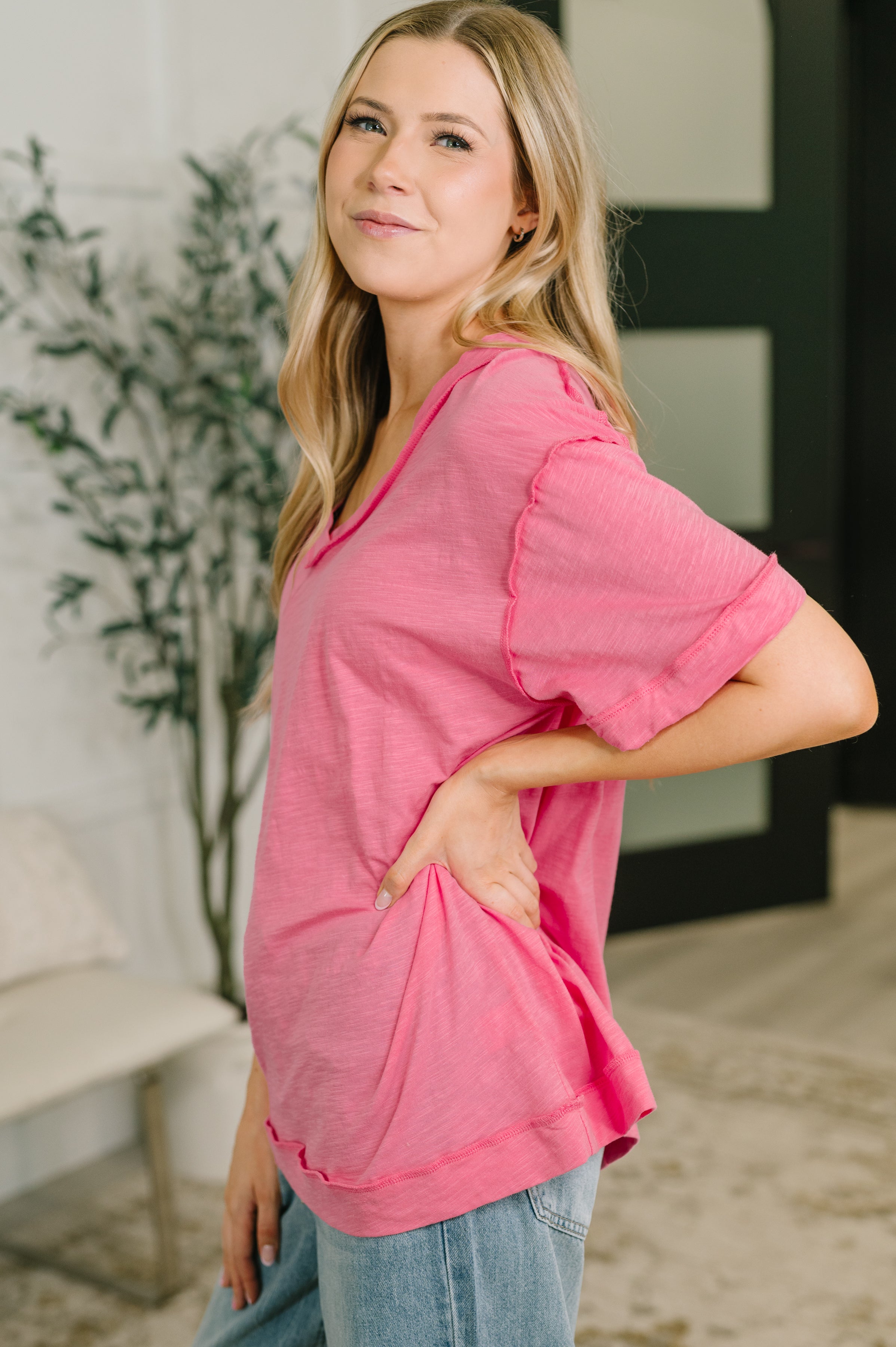 Thanks To You Relaxed Tee in Pink Womens
