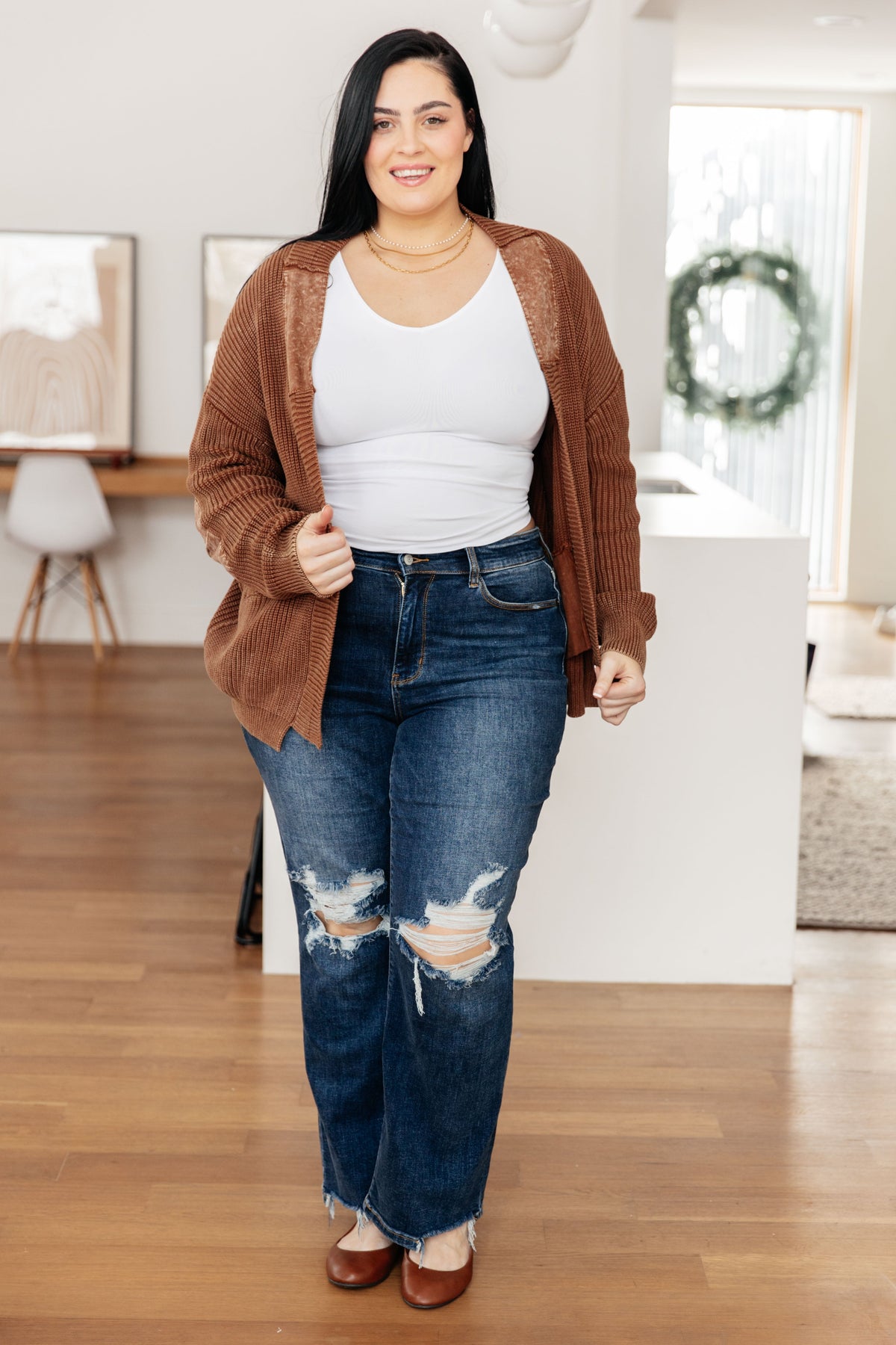 Heyson That I Can Work With Grandpa Brown Mineral Washed Cardigan Layers
