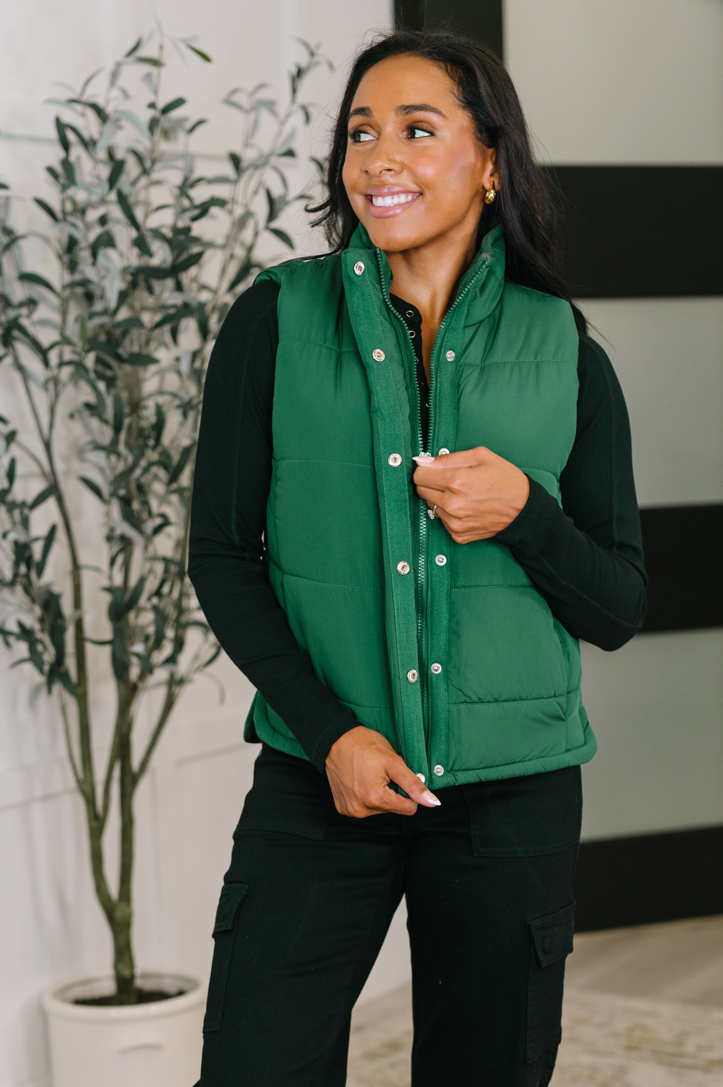 Zenana Puffer Vest in Hunter Green Womens