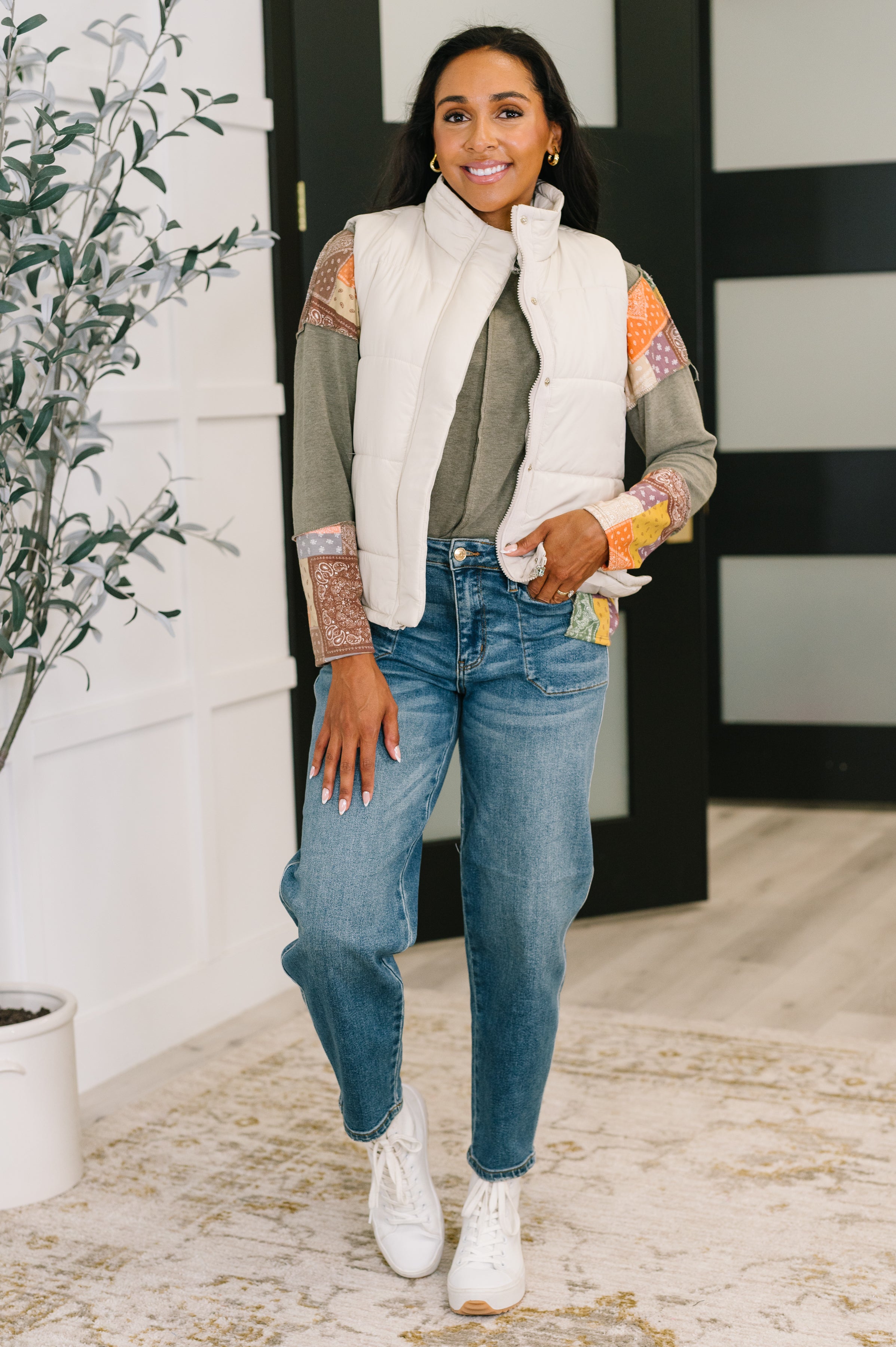 Zenana Puffer Vest in Sand Beige Womens