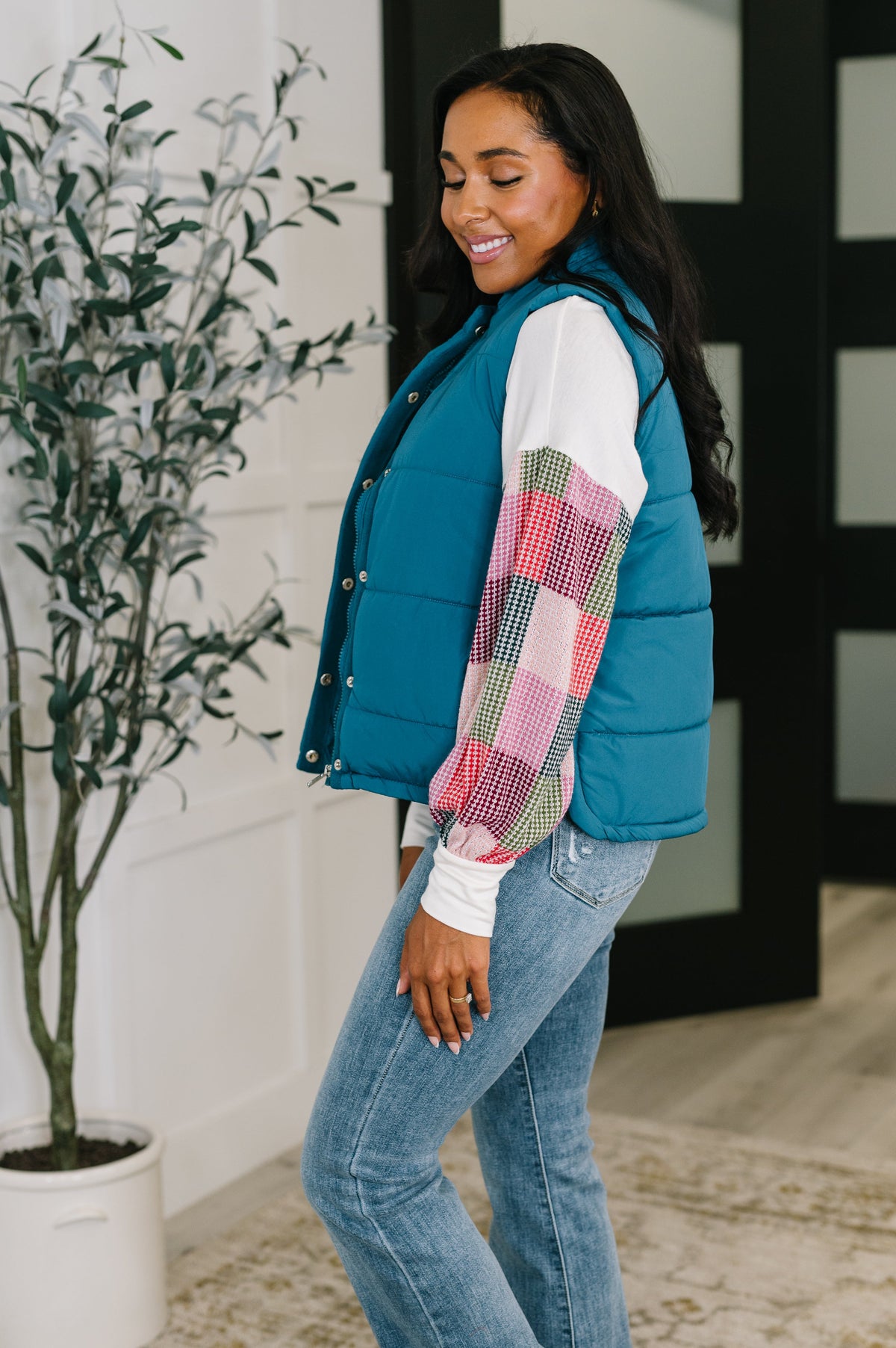 Zenana That's What I'm Talkin' About Puffer Vest in Teal Womens
