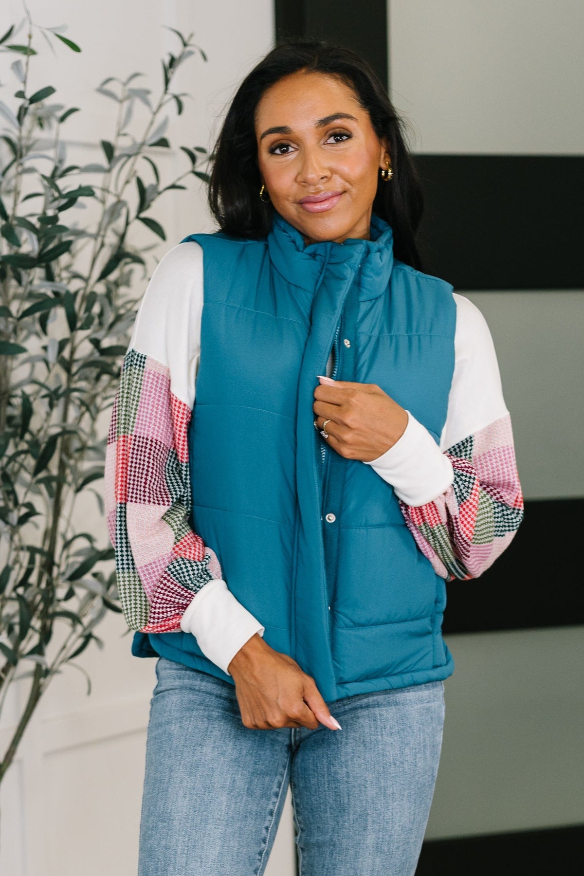 Zenana That's What I'm Talkin' About Puffer Vest in Teal Womens