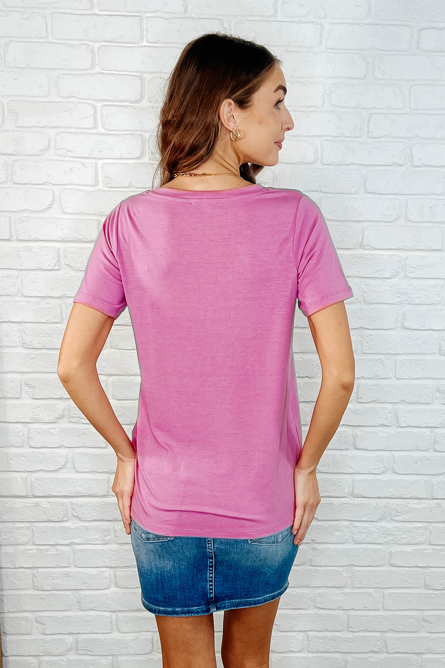 Zenana V-Neck Top in Candy Pink Womens