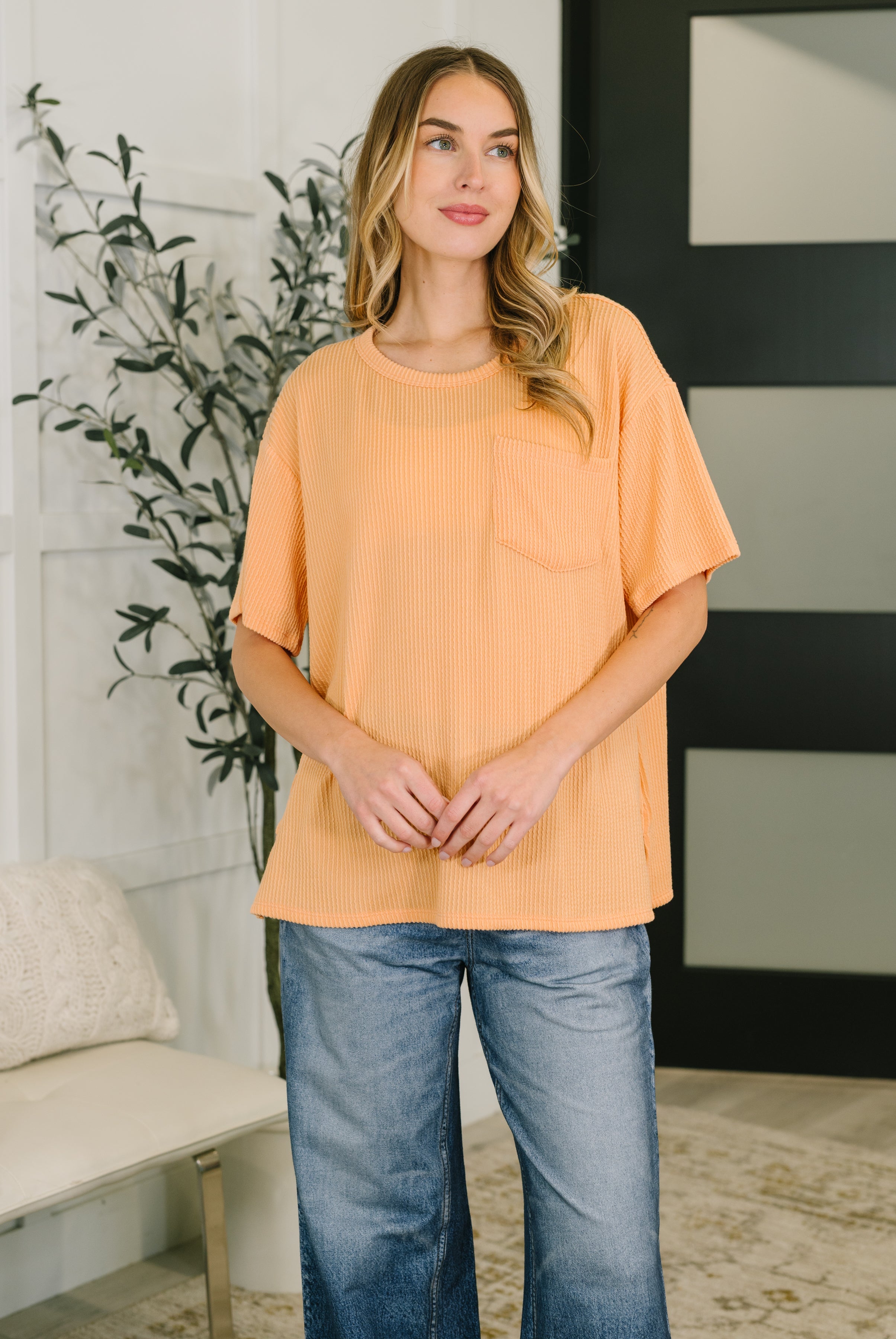 Andree by Unit The Go-To Tee in Apricot Bliss Womens