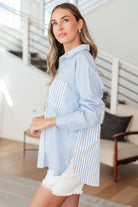 Jodifl This or That Striped Button Down Shirts & Tops