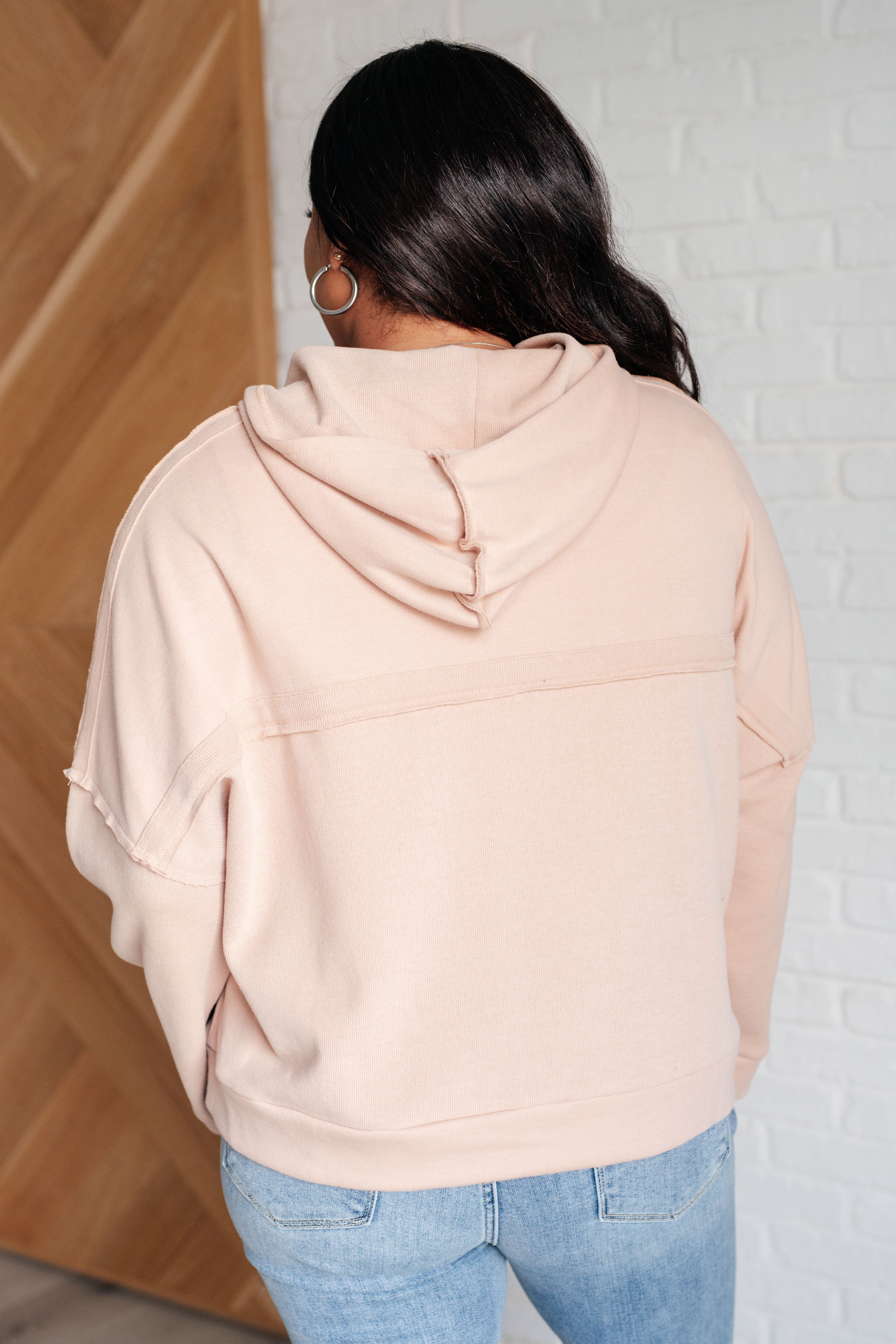 One Eleven North Throwback Heartthrob Hoodie in Beige Tops