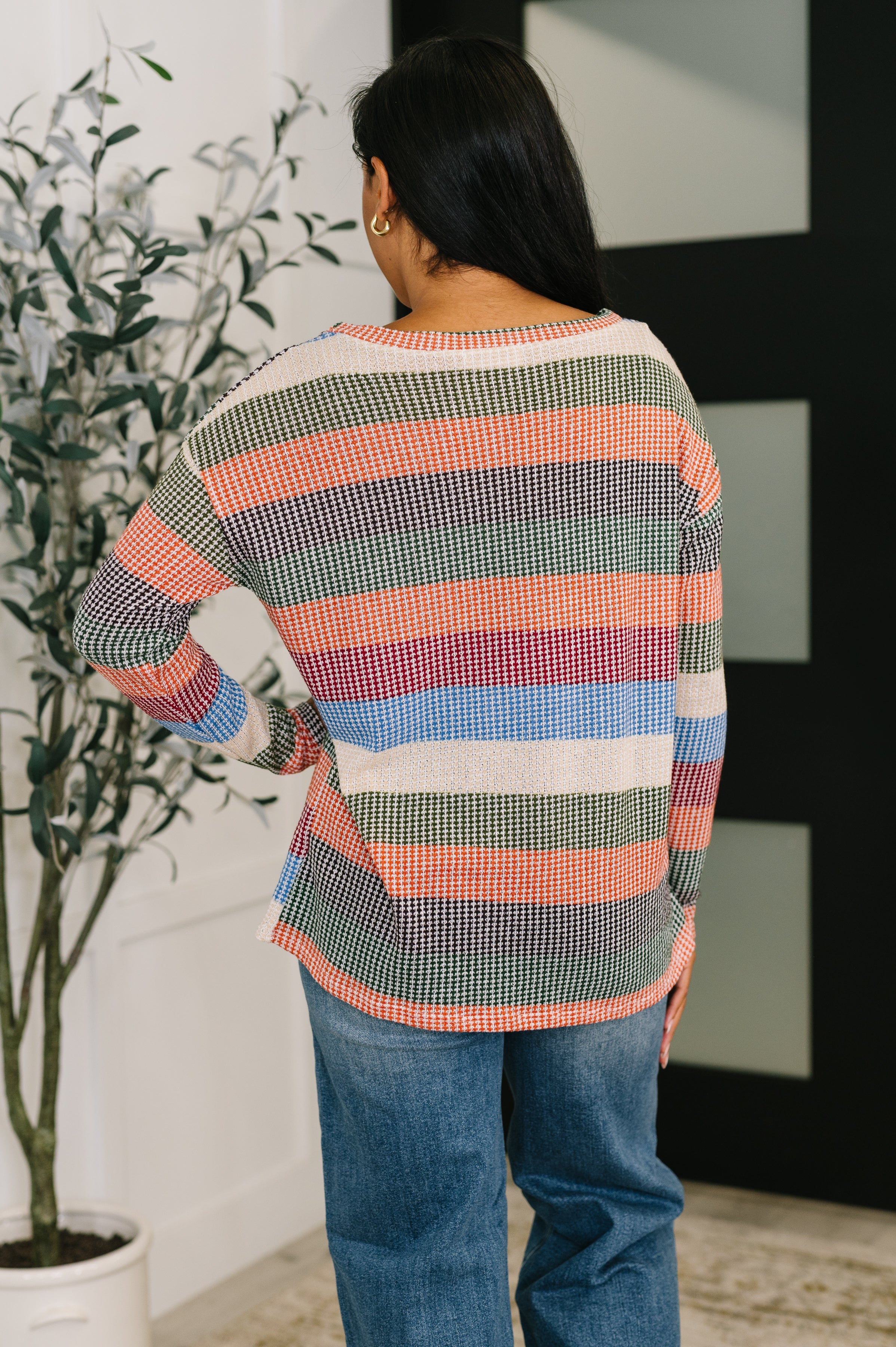 Haptics To Be Determined Drop Shoulder Top in Rust, Olive and Blue Womens