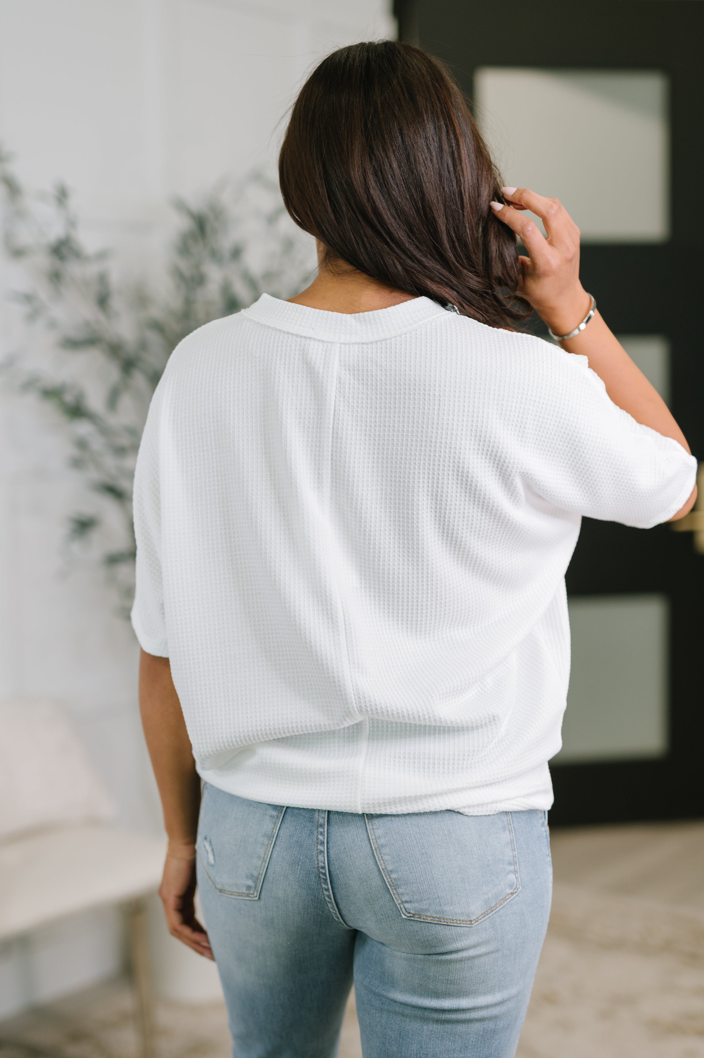 Dear Scarlett Together We're Unlimited Basic V-Neck Tee in Ivory Womens