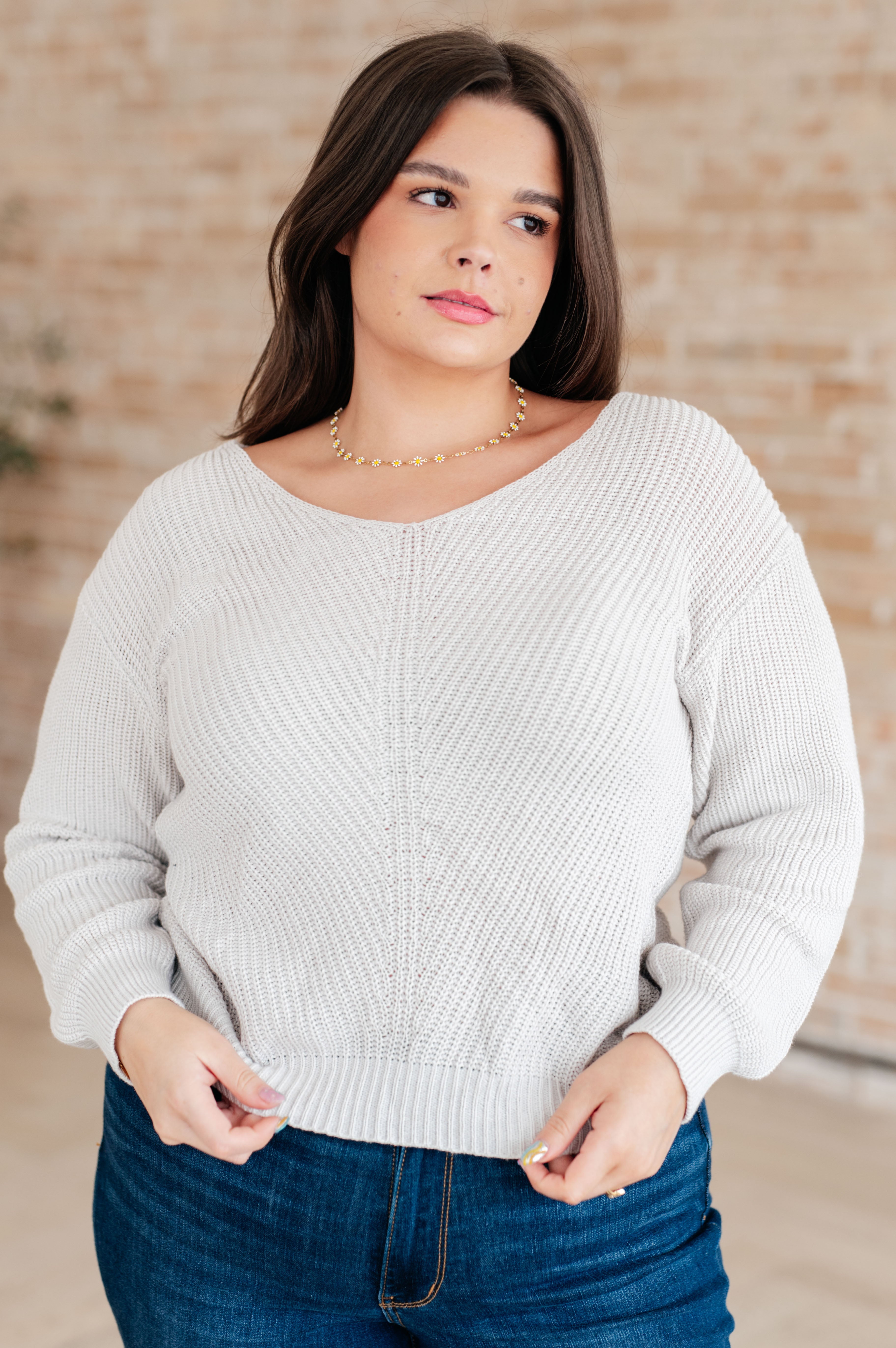 One Eleven North Told You So Ribbed Knit V Neck Sweater Tops