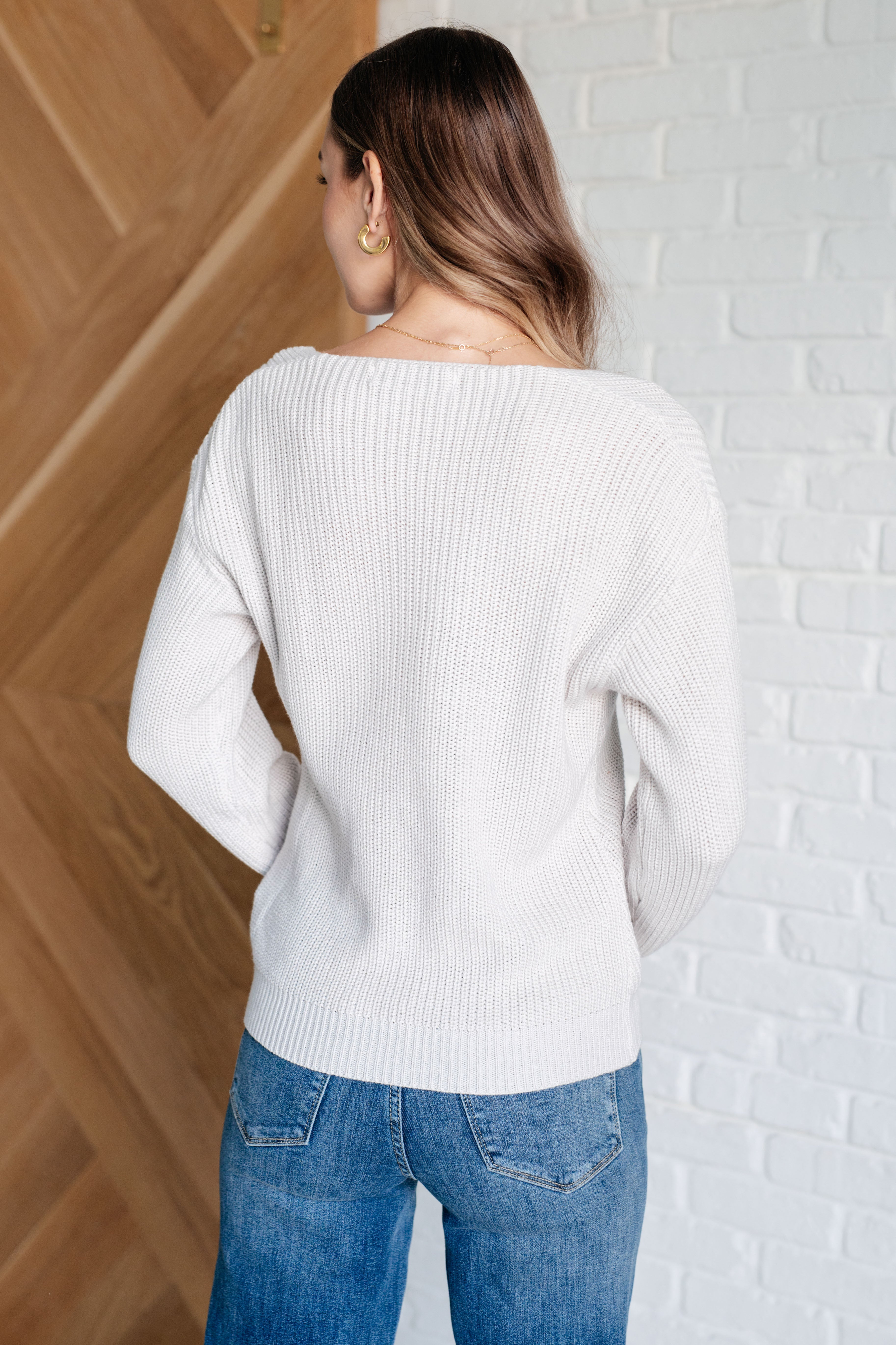 One Eleven North Told You So Ribbed Knit V Neck Sweater Tops