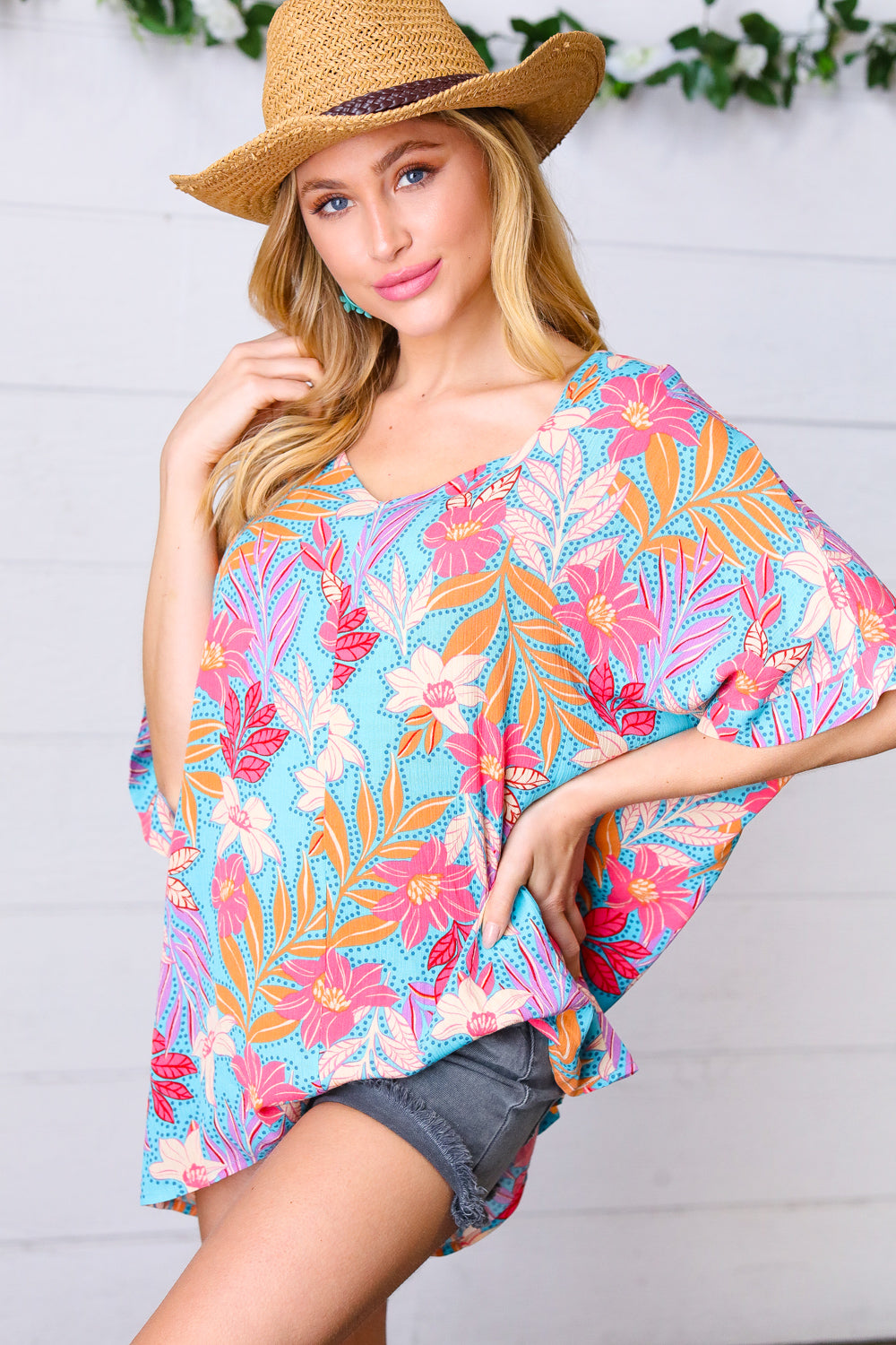 Haptics Multicolor Tropical Floral Print Woven Top Final Sale