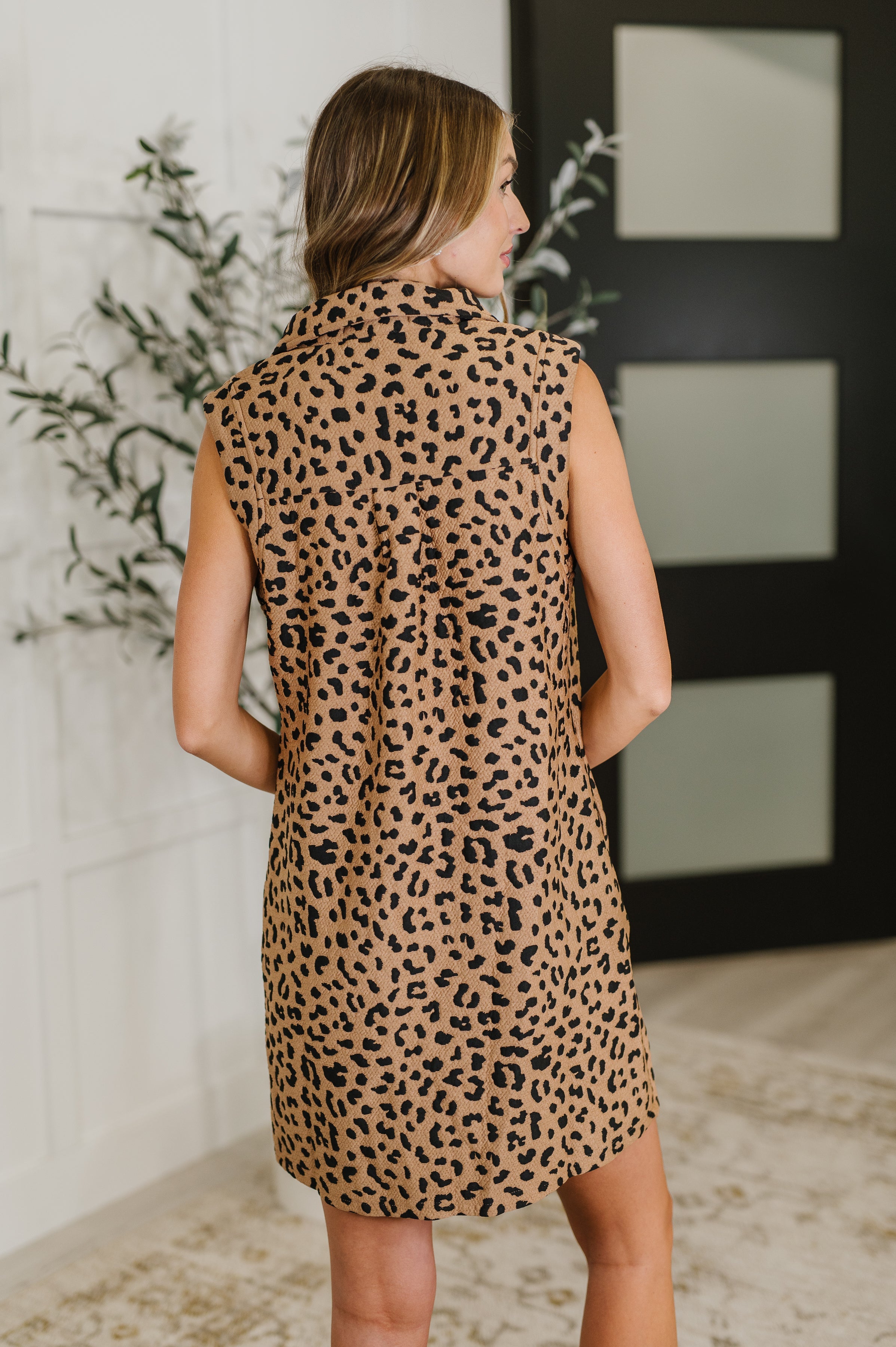 One Eleven North Totally Speechless Leopard Print Dress Womens