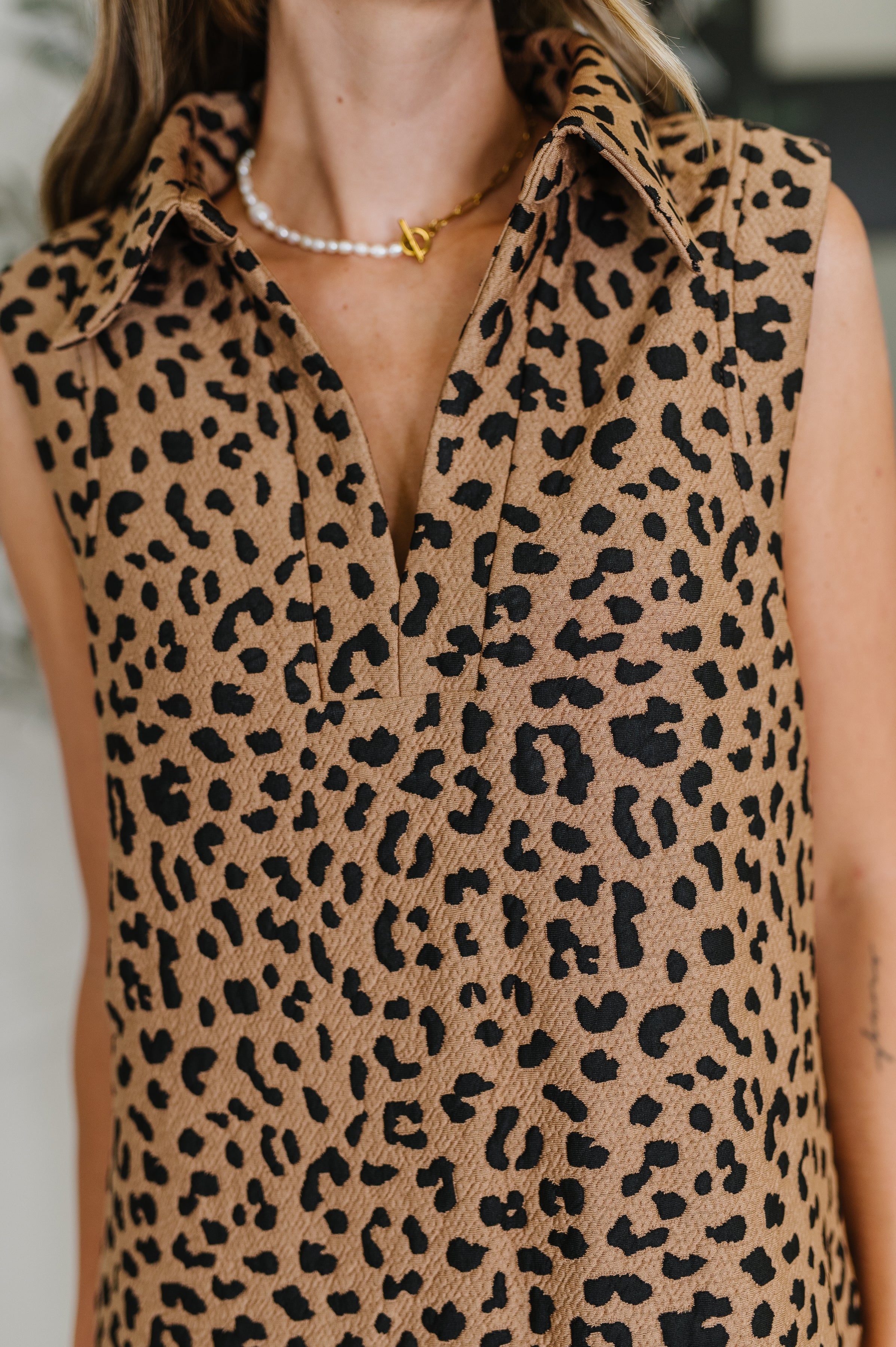 One Eleven North Totally Speechless Leopard Print Dress Womens