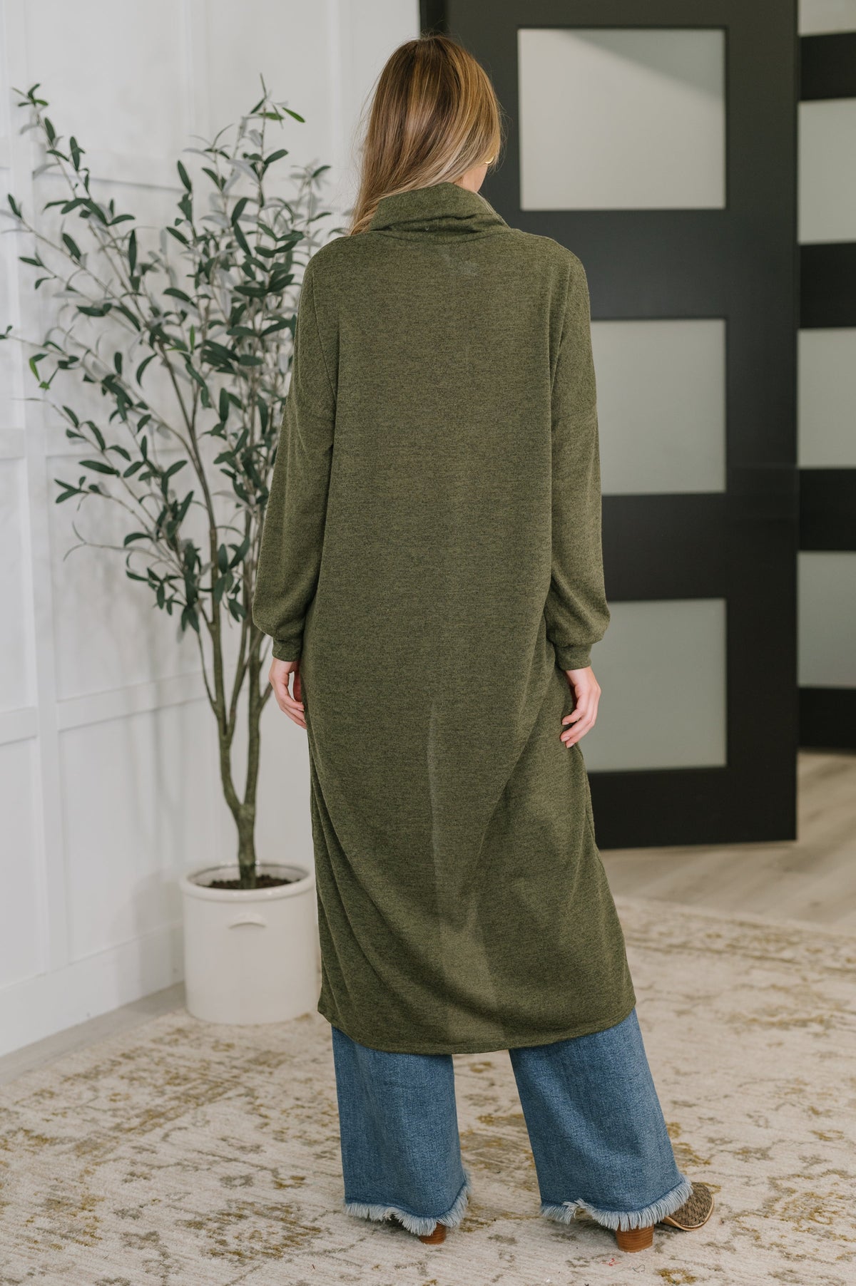 Dear Scarlett Travel City Scape Turtle Neck Tunic in Olive Tops