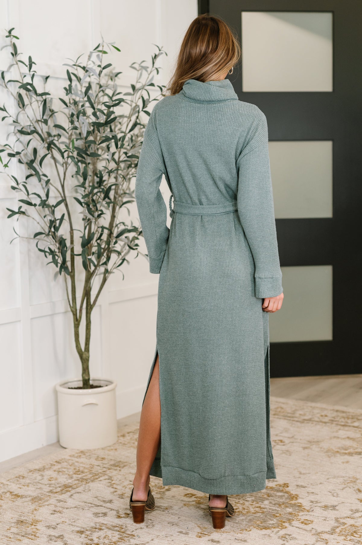 Dear Scarlett Travel Plush Knit Dress in Soft Teal Dresses