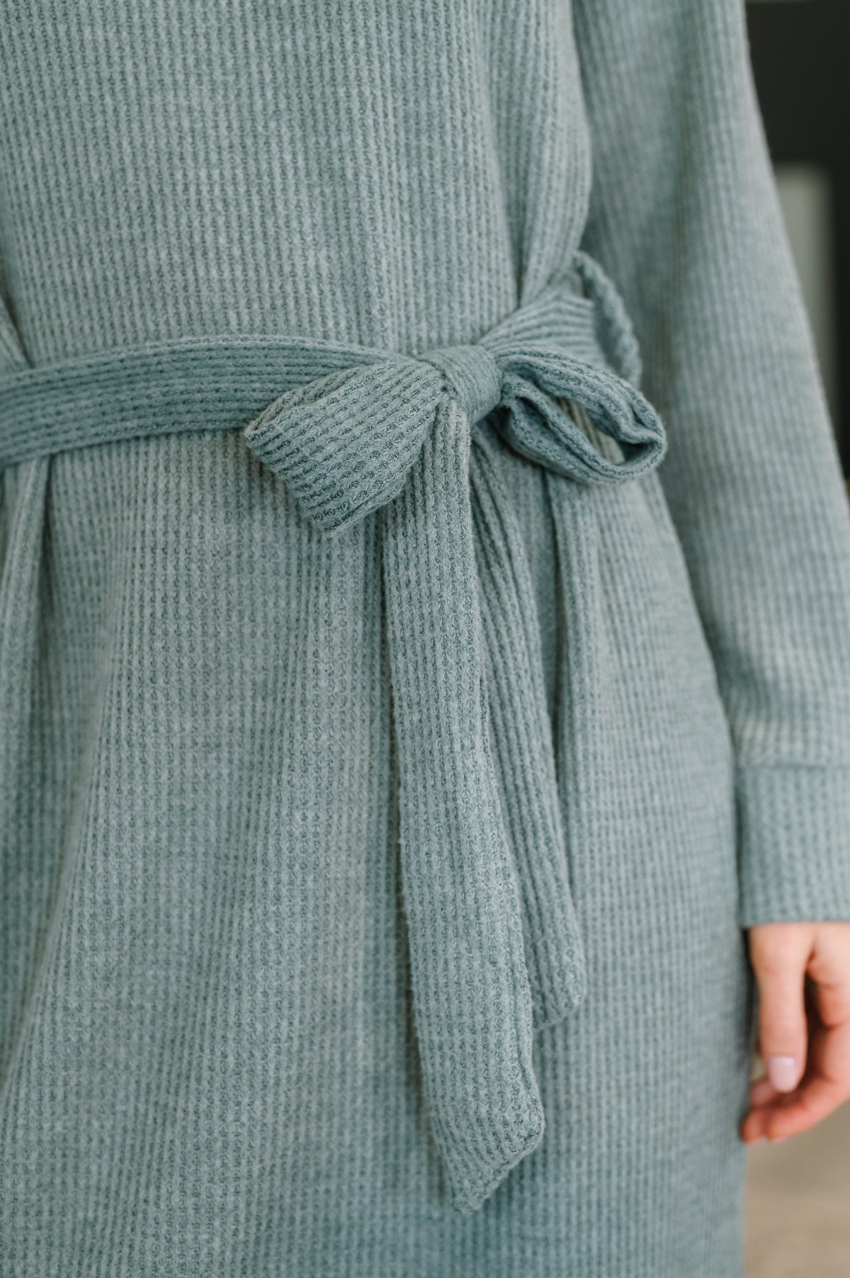 Dear Scarlett Travel Plush Knit Dress in Soft Teal Dresses