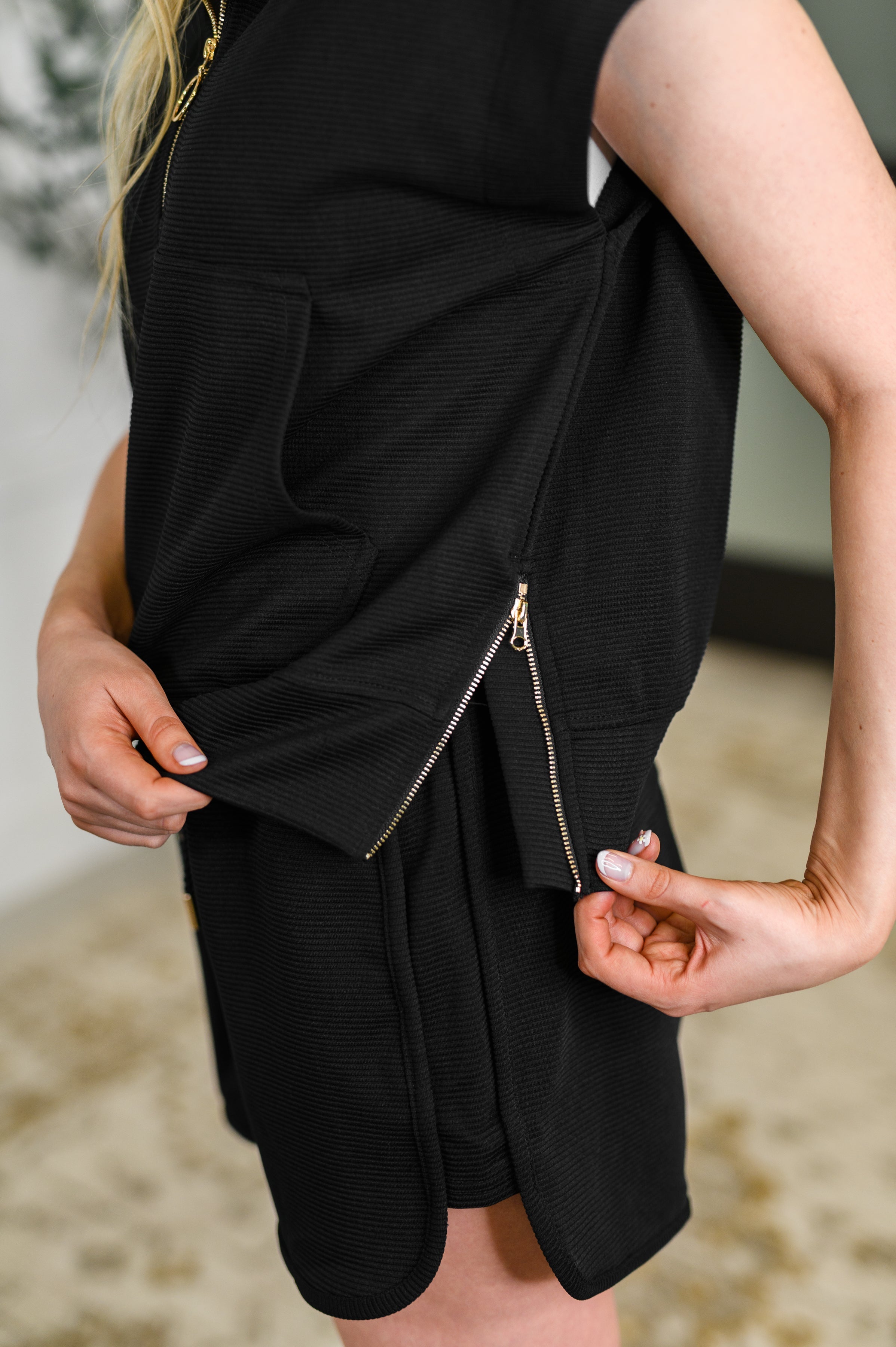 One Eleven North Twenty Four Karat Half Zip Top and Shorts Set Womens