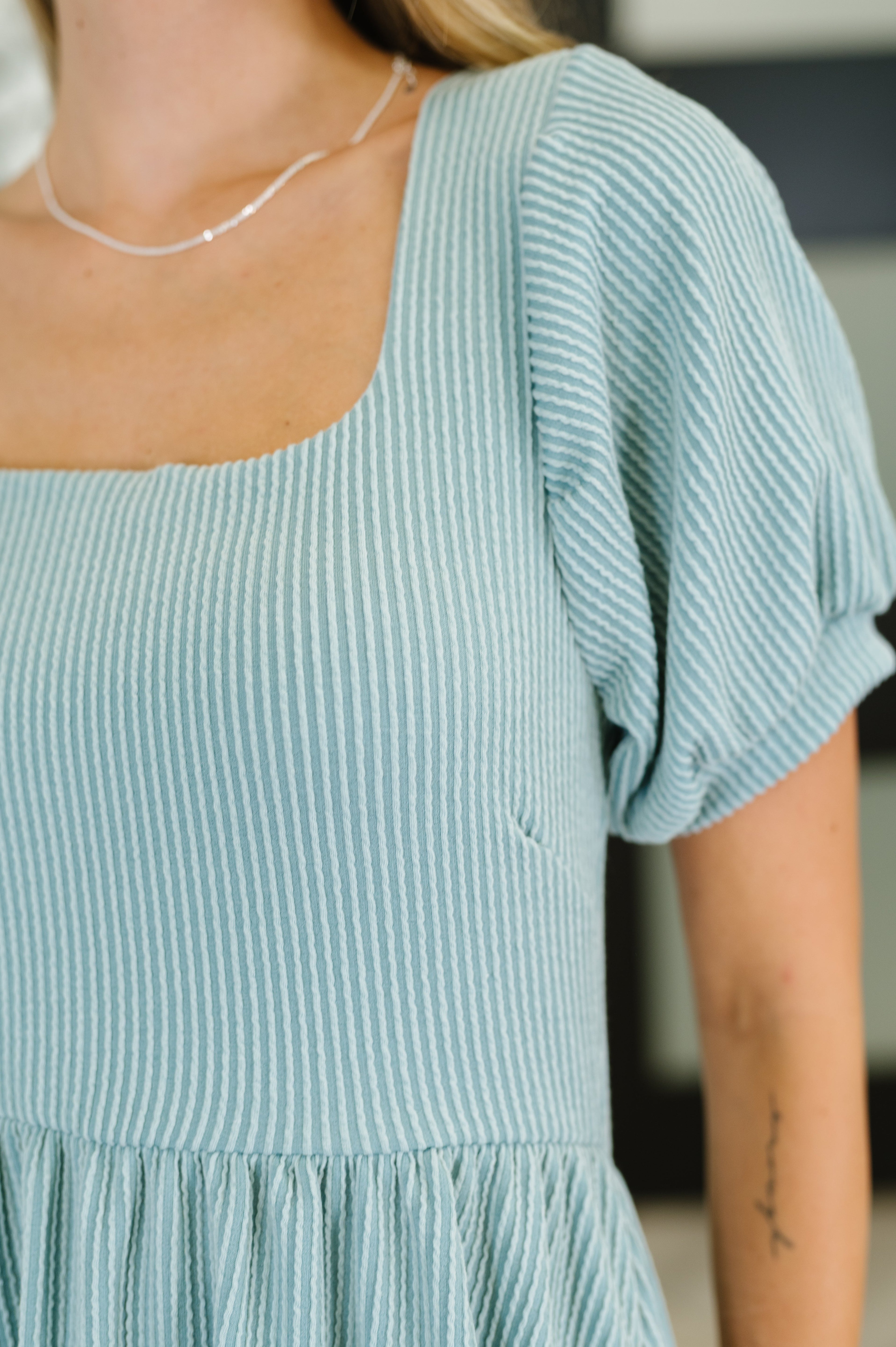 Kori America Twirlin’ Dirty Cable Ribbed Knit Dress in Sage Green Womens