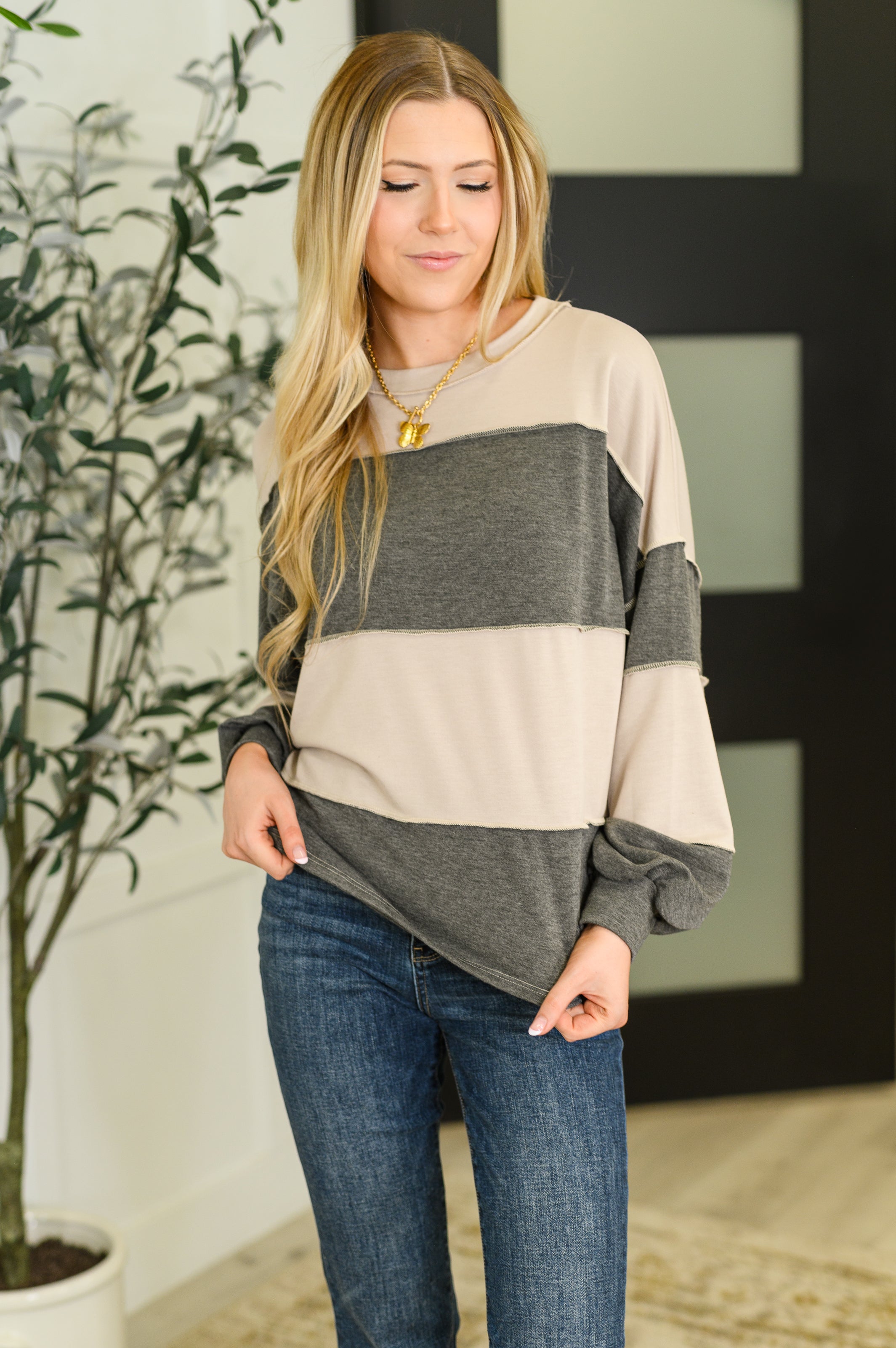 Haptics Two-Tone Take Drop Shoulder Top Womens