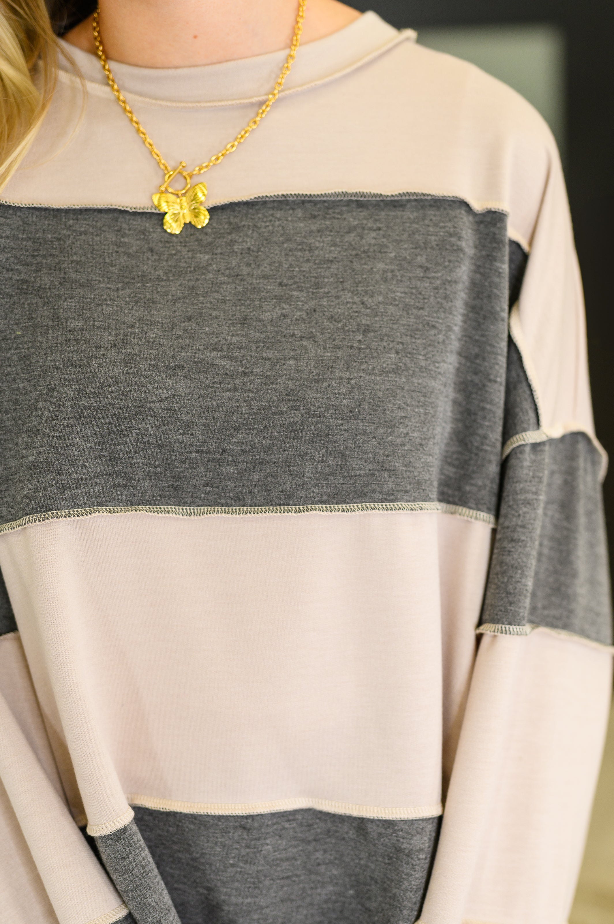 Haptics Two-Tone Take Drop Shoulder Top Womens