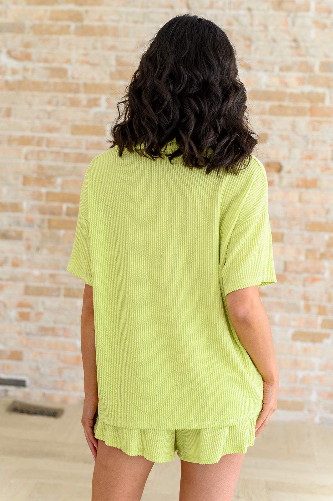 Lovely Melody Lime Two's Company Ribbed Button Down Sets