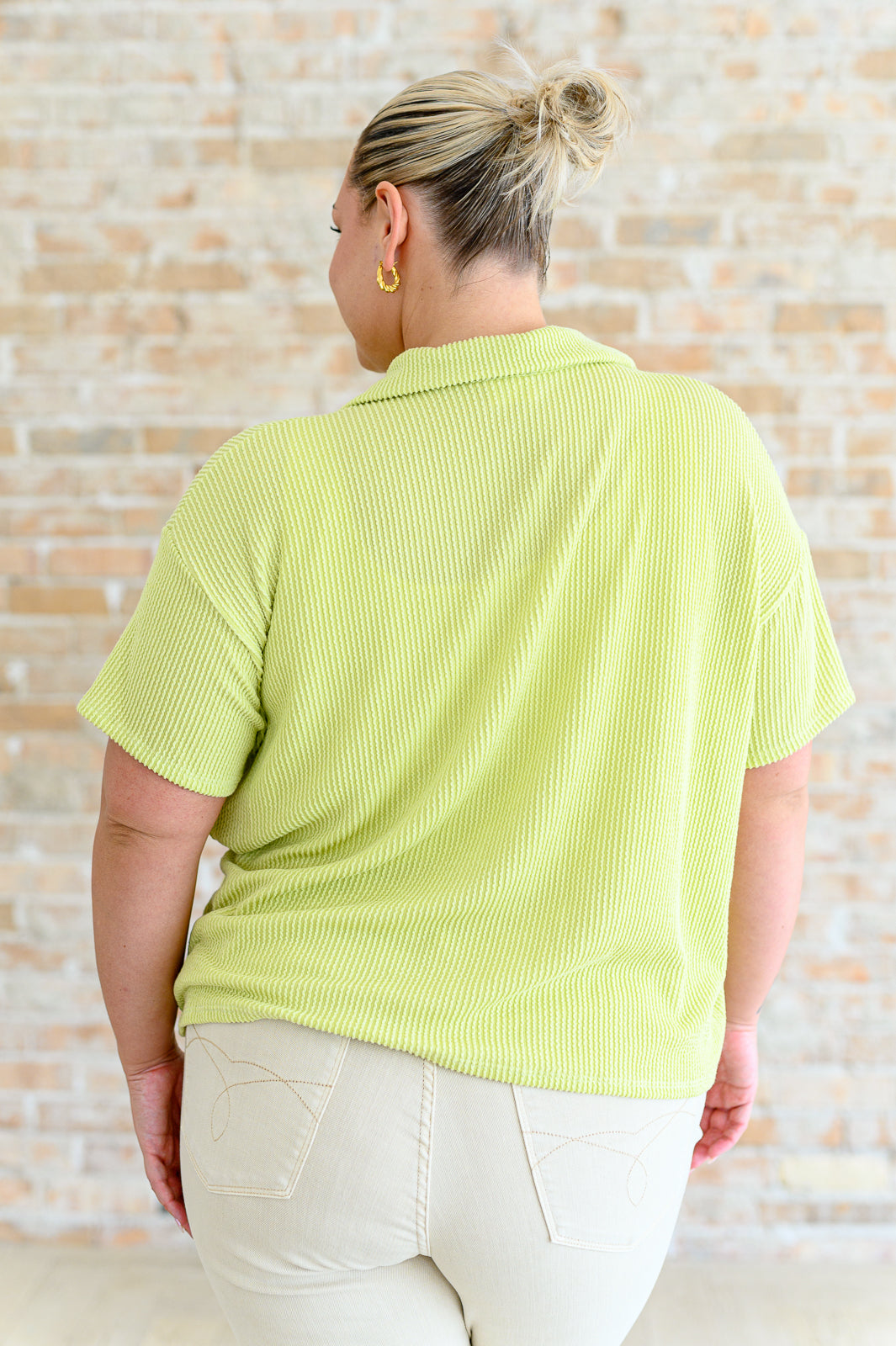 Lovely Melody Lime Two's Company Ribbed Button Down Sets