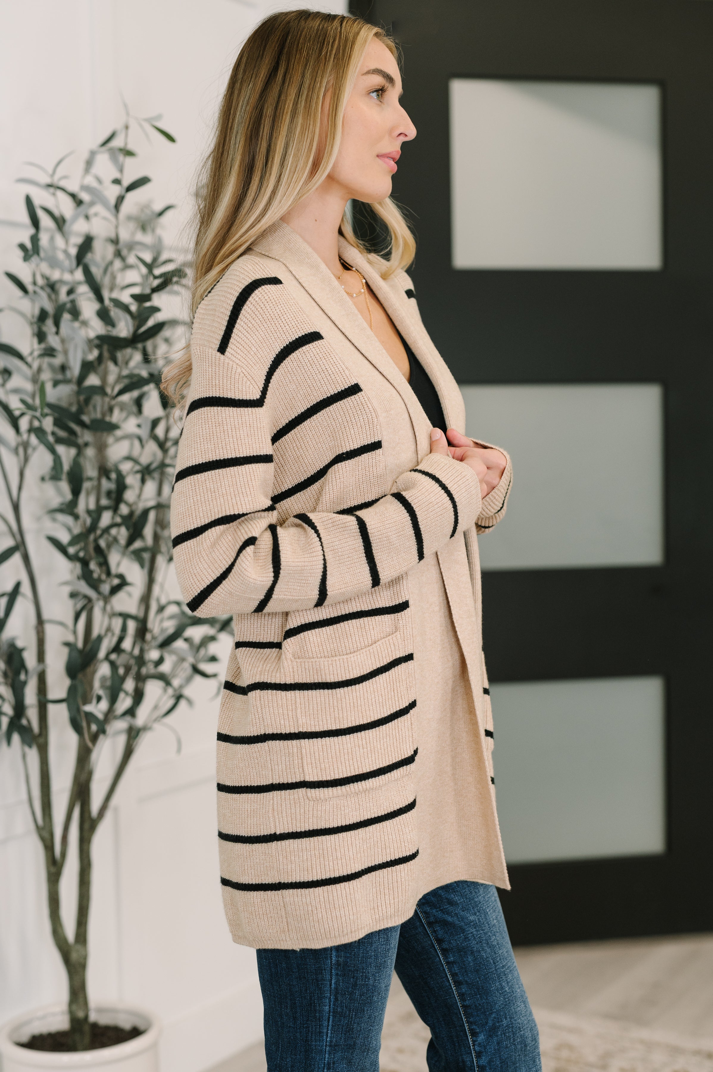 One Eleven North Under Wraps Striped Cardigan Womens