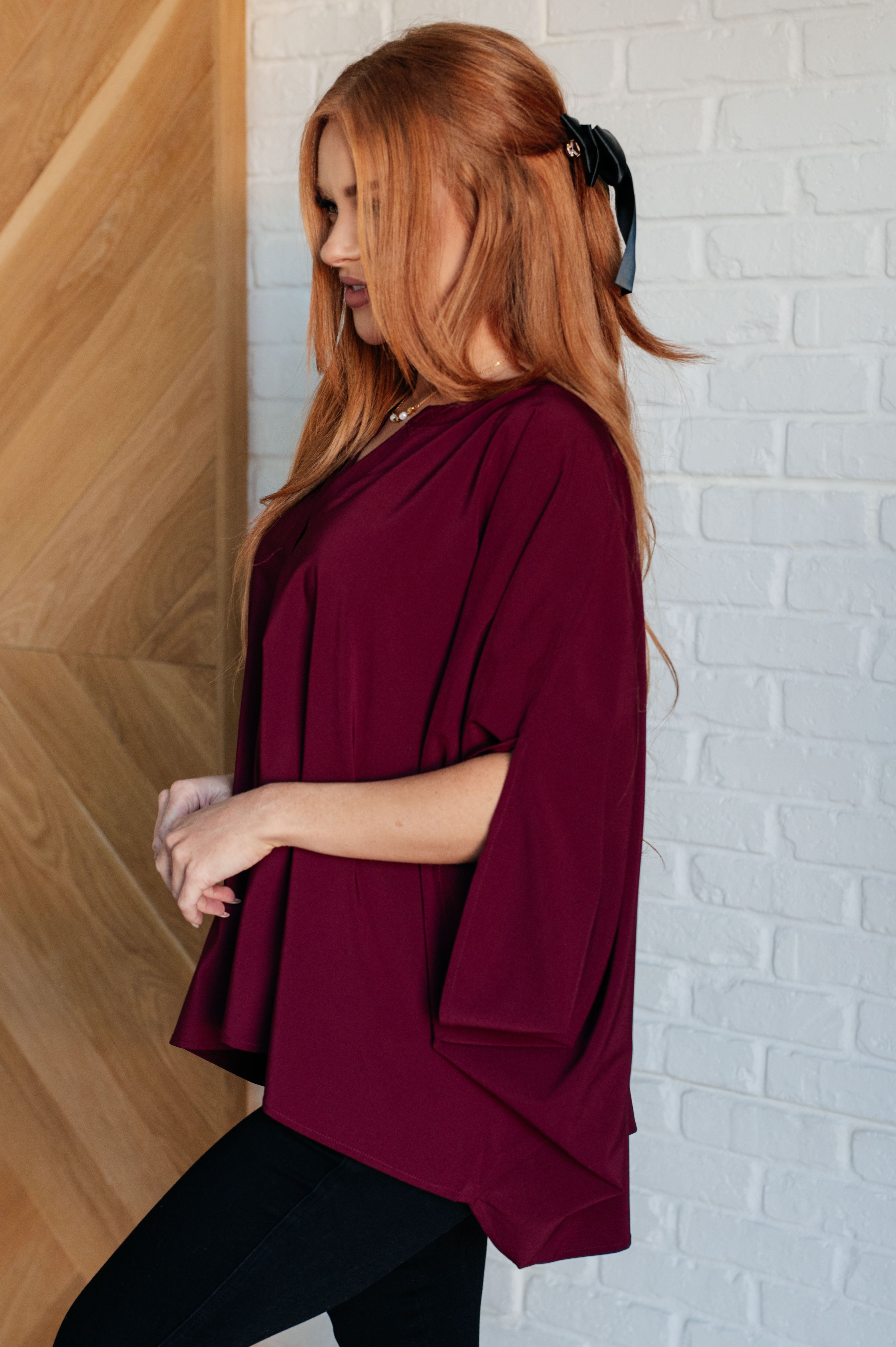 Andree by Unit Universal Philosophy Batwing Sleeve Blouse in Wine Blouses