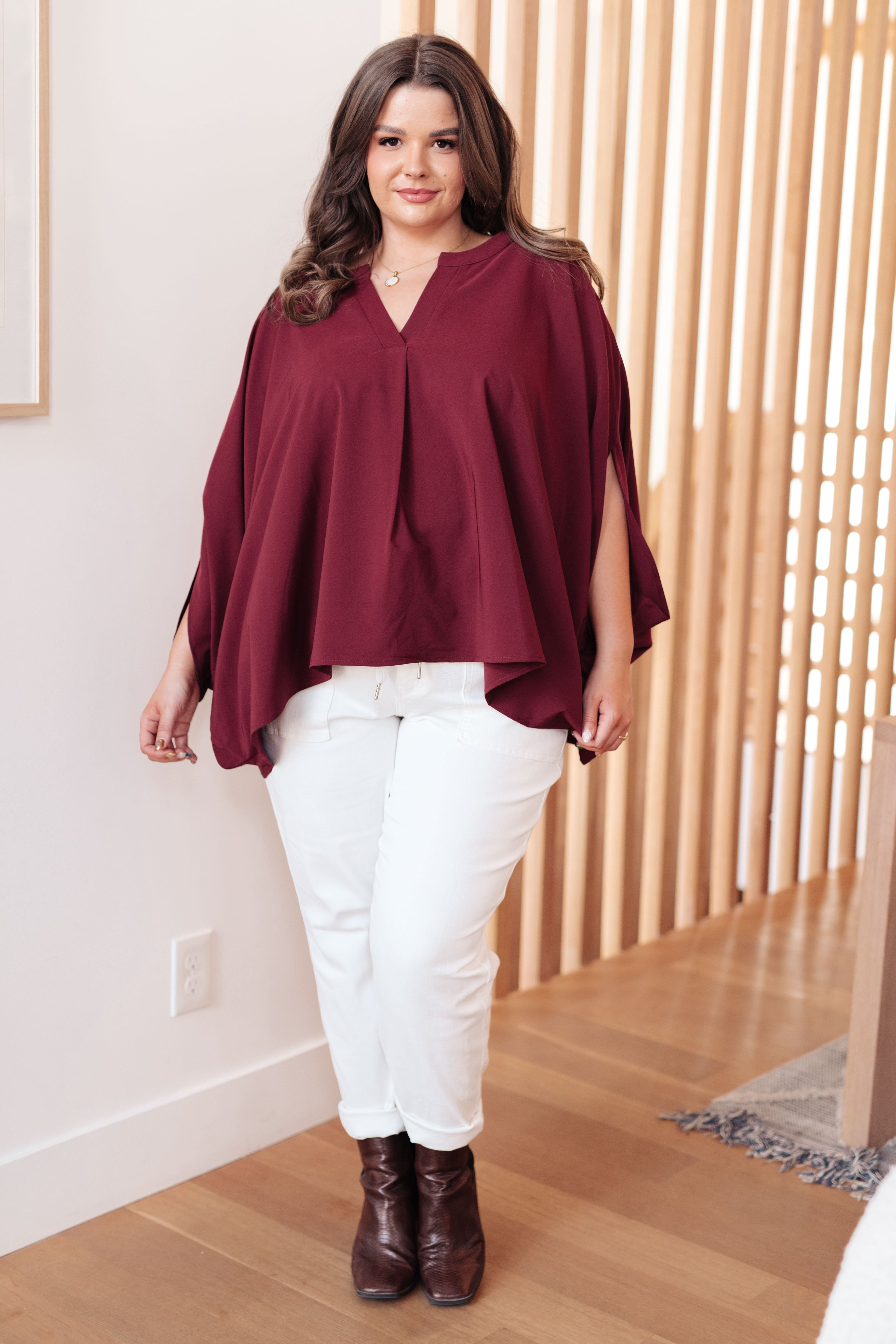 Andree by Unit Universal Philosophy Batwing Sleeve Blouse in Wine Blouses