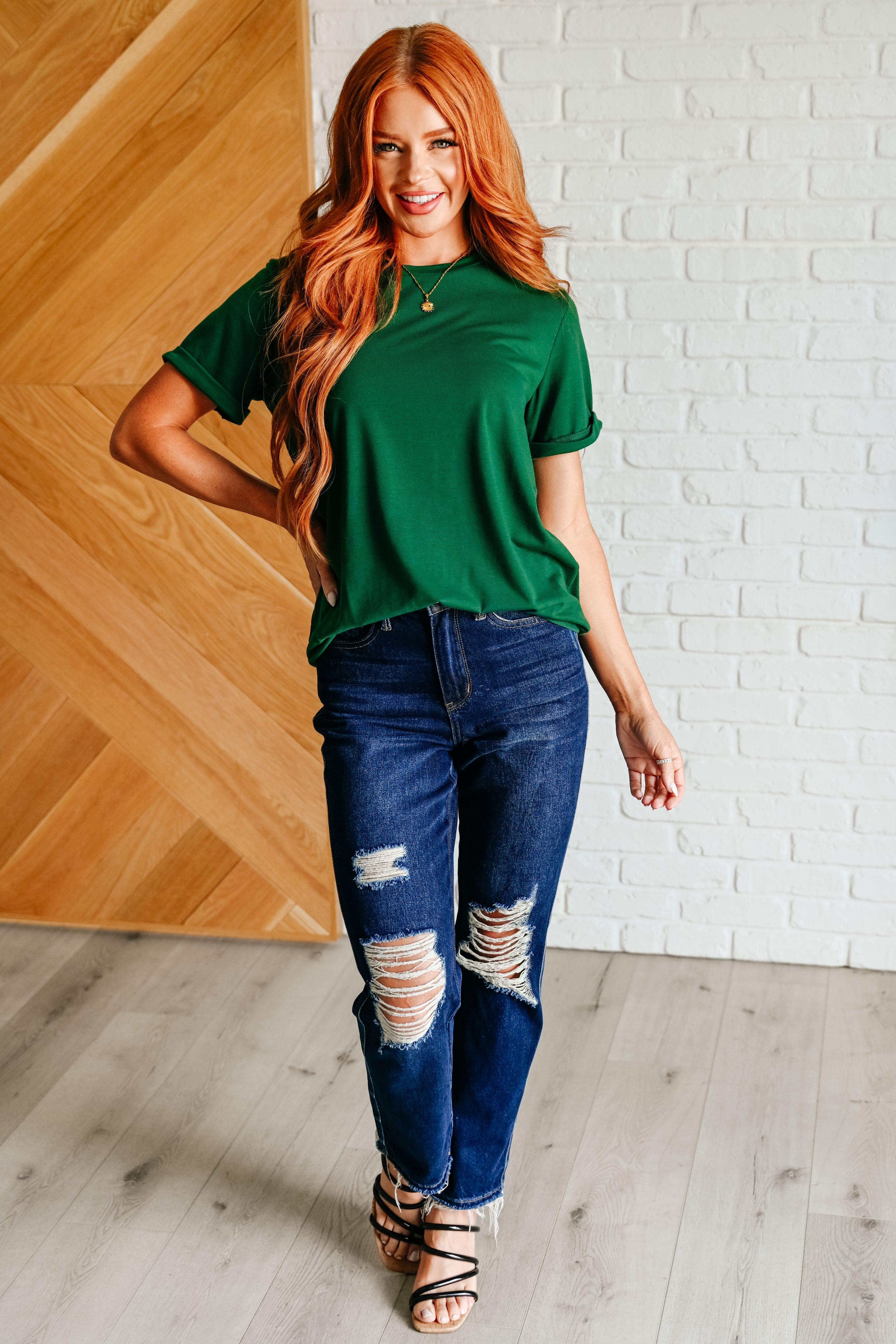 One Eleven North Uptown Crew T-Shirt in Green Womens