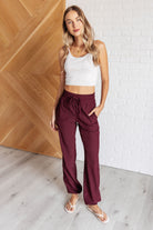 Rae Mode Runner's High Drawstring Joggers in Red Merlot Athleisure