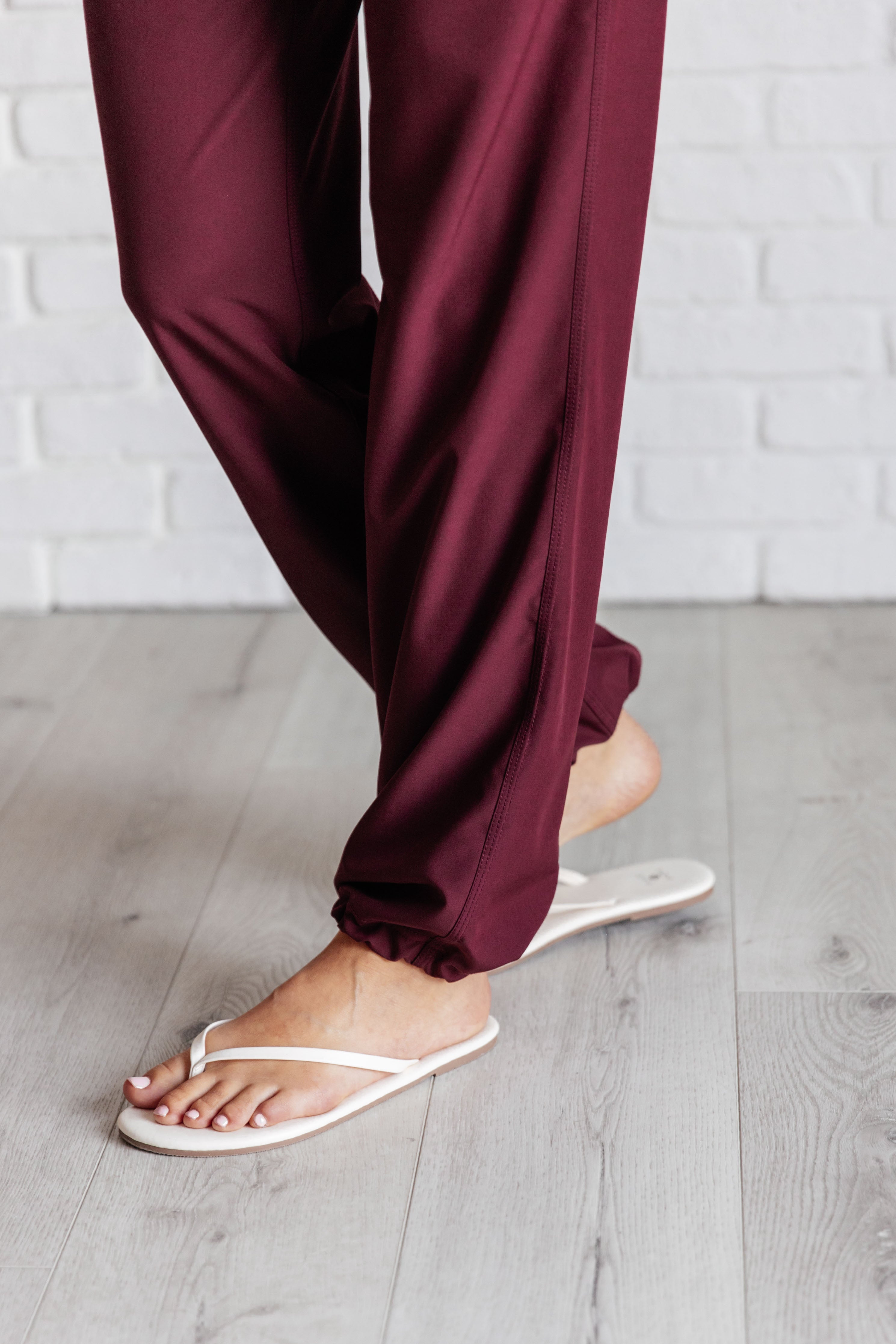 Rae Mode Runner's High Drawstring Joggers in Red Merlot Athleisure