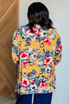 Dear Scarlett V-Neck Scoop Hem Top in Marigold Floral Shirts & Tops