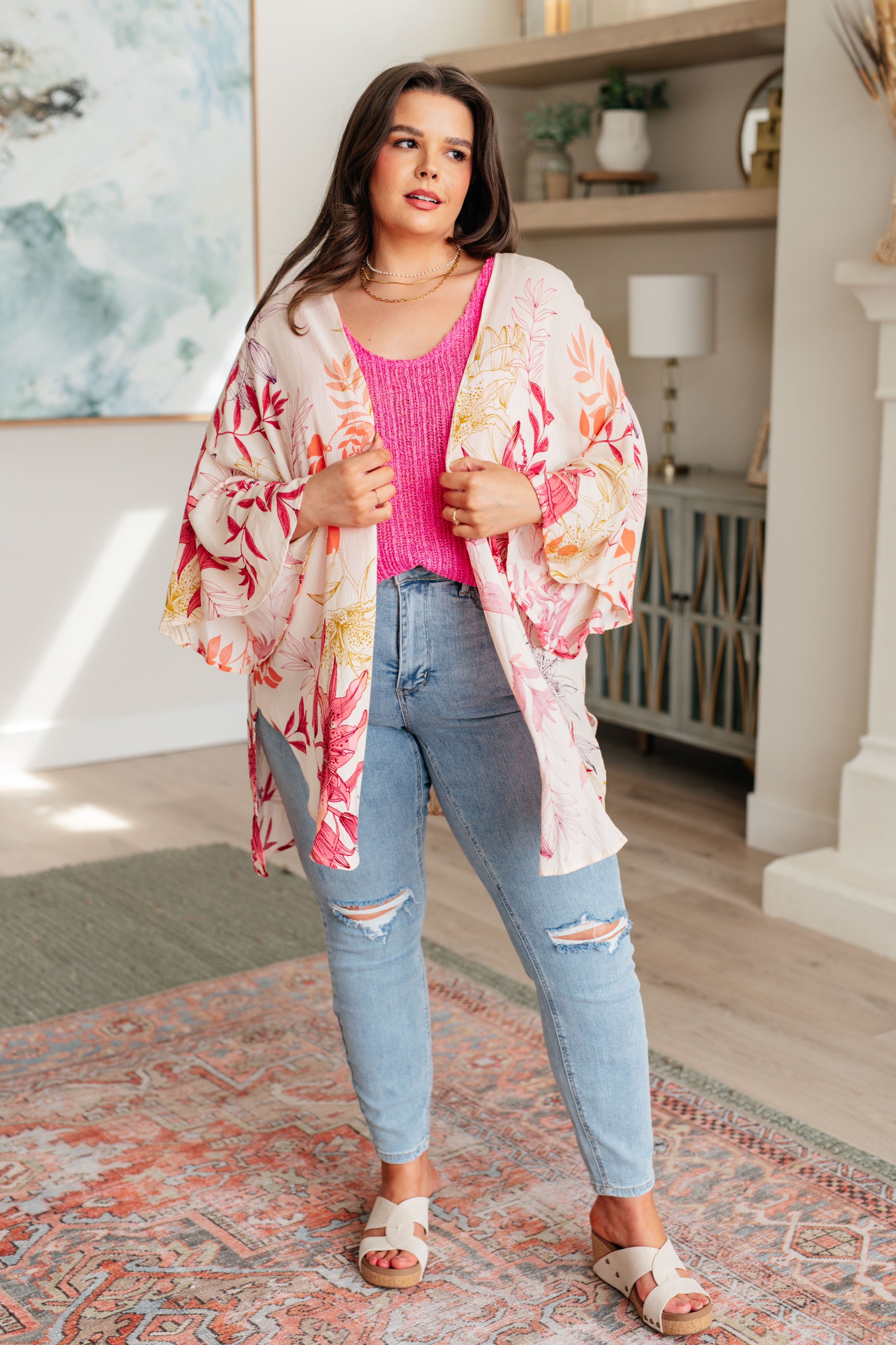 GeeGee Vacay Season Bell Sleeve Floral Kimono Layers
