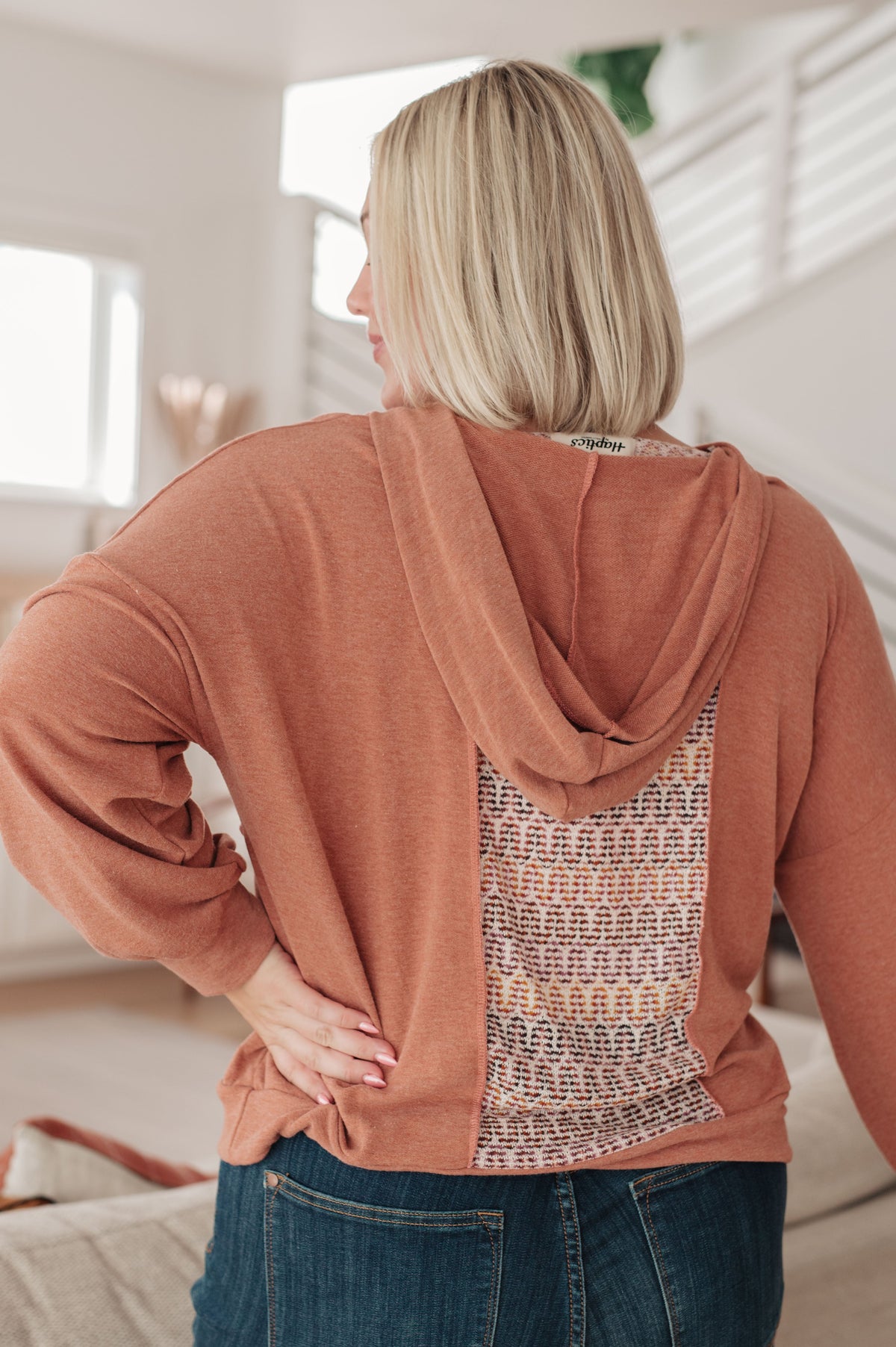 Haptics Wave Hello Mixed Print Hoodie Tops