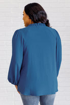 Jodifl We Believe Keyhole Tie Detail Blouse in Teal Blouses