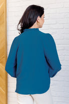 Jodifl We Believe Keyhole Tie Detail Blouse in Teal Blouses