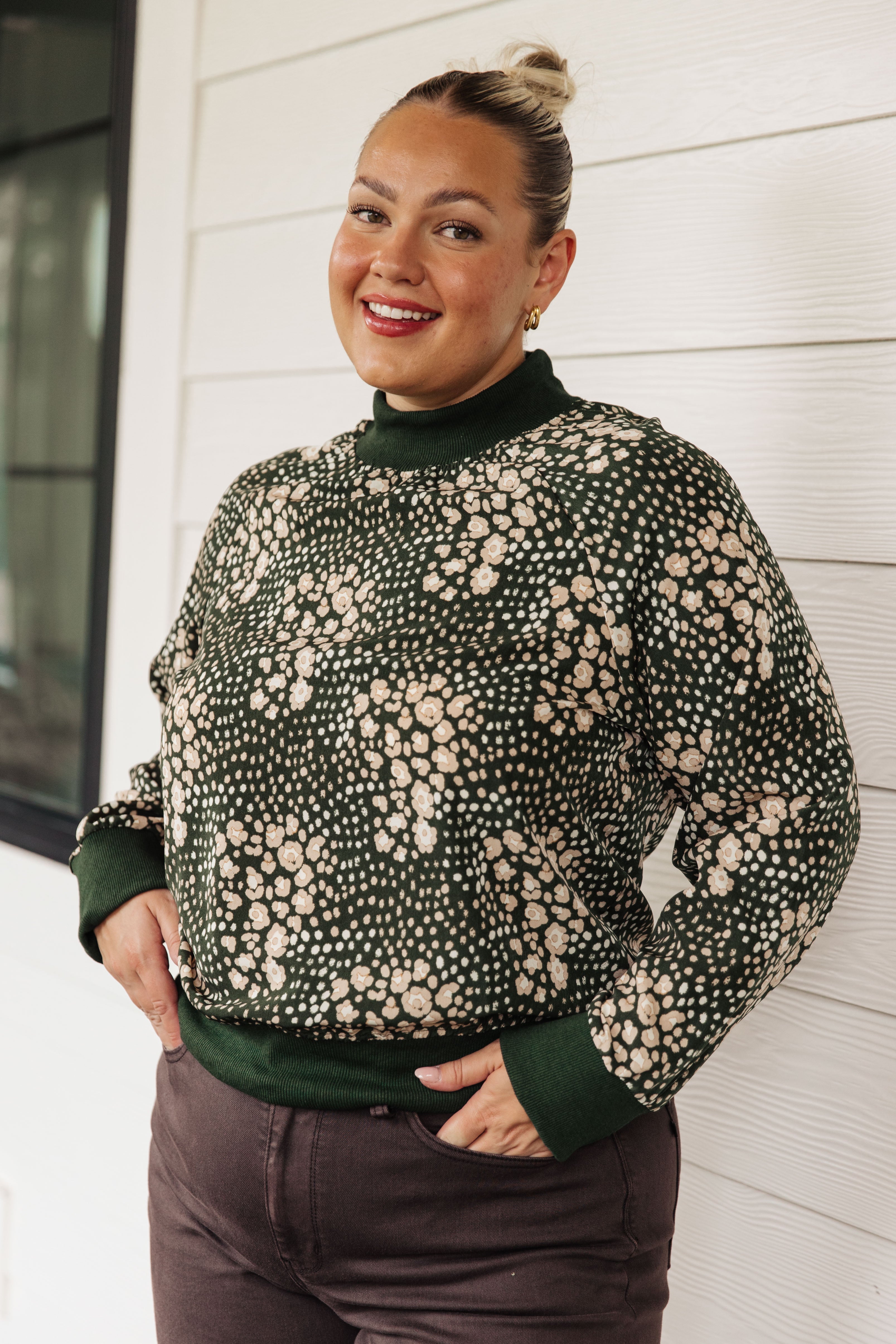 Annie Wear Where Are We Going Mock Neck Pullover Tops