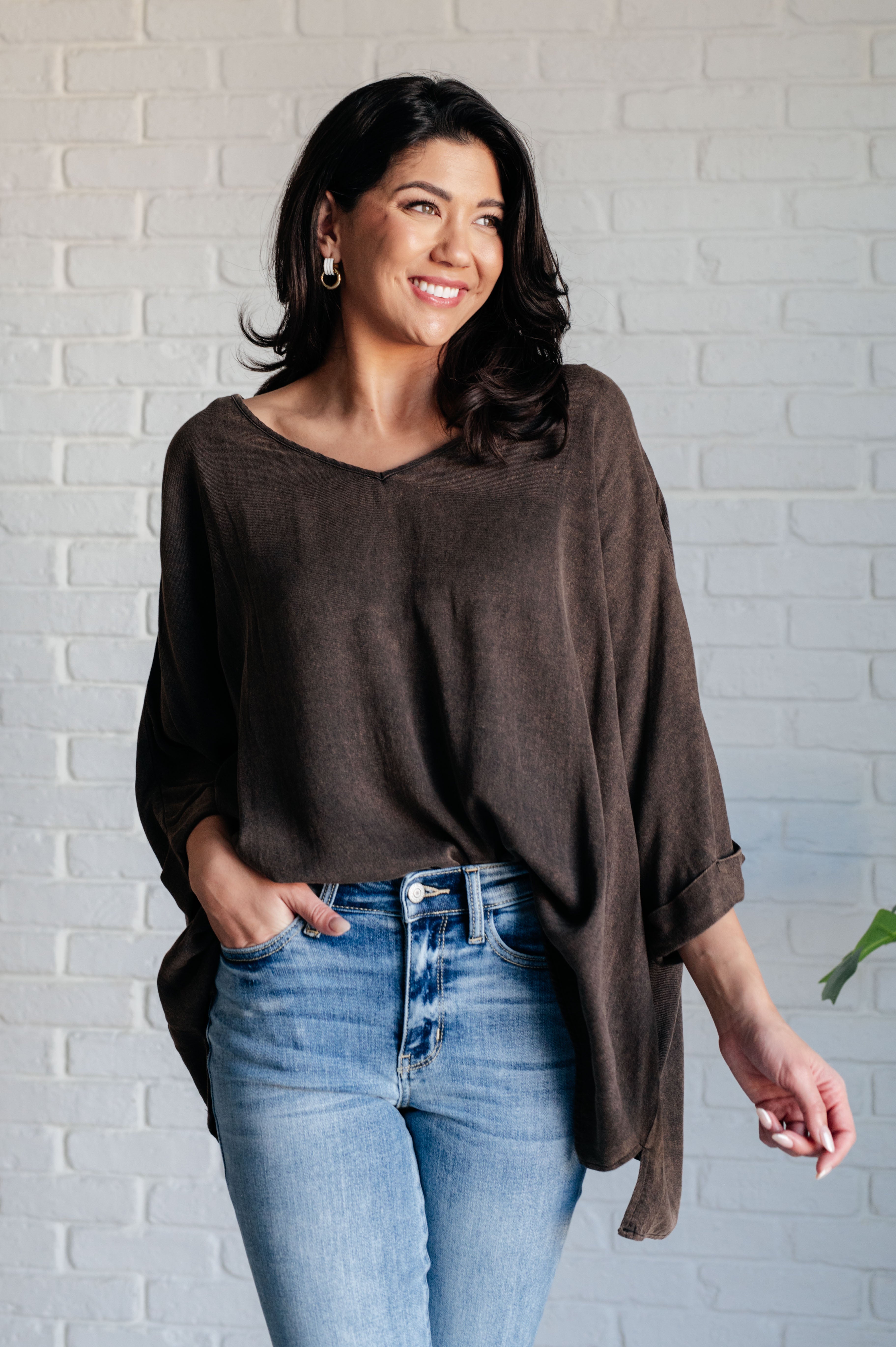 Andree By Unit Wishy Washy Mineral Washed Oversized Top Shirts & Tops
