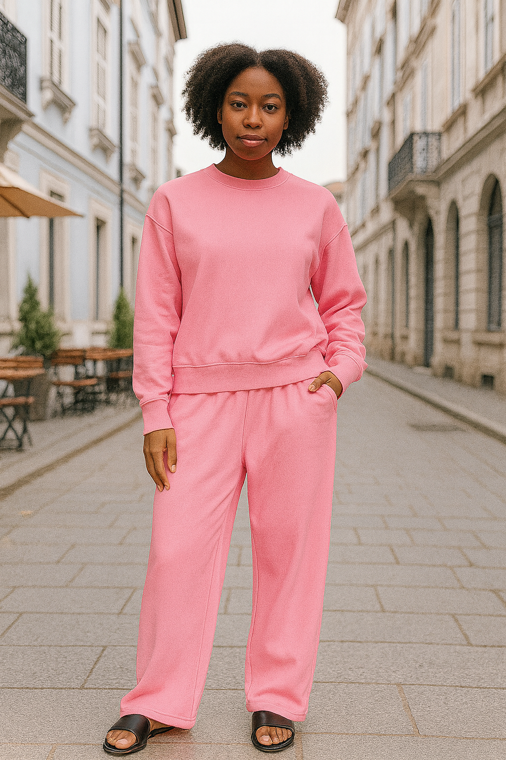 Zenana Dark Pink Fleece Long Sleeve Top and Sweatpants Set DK PINK