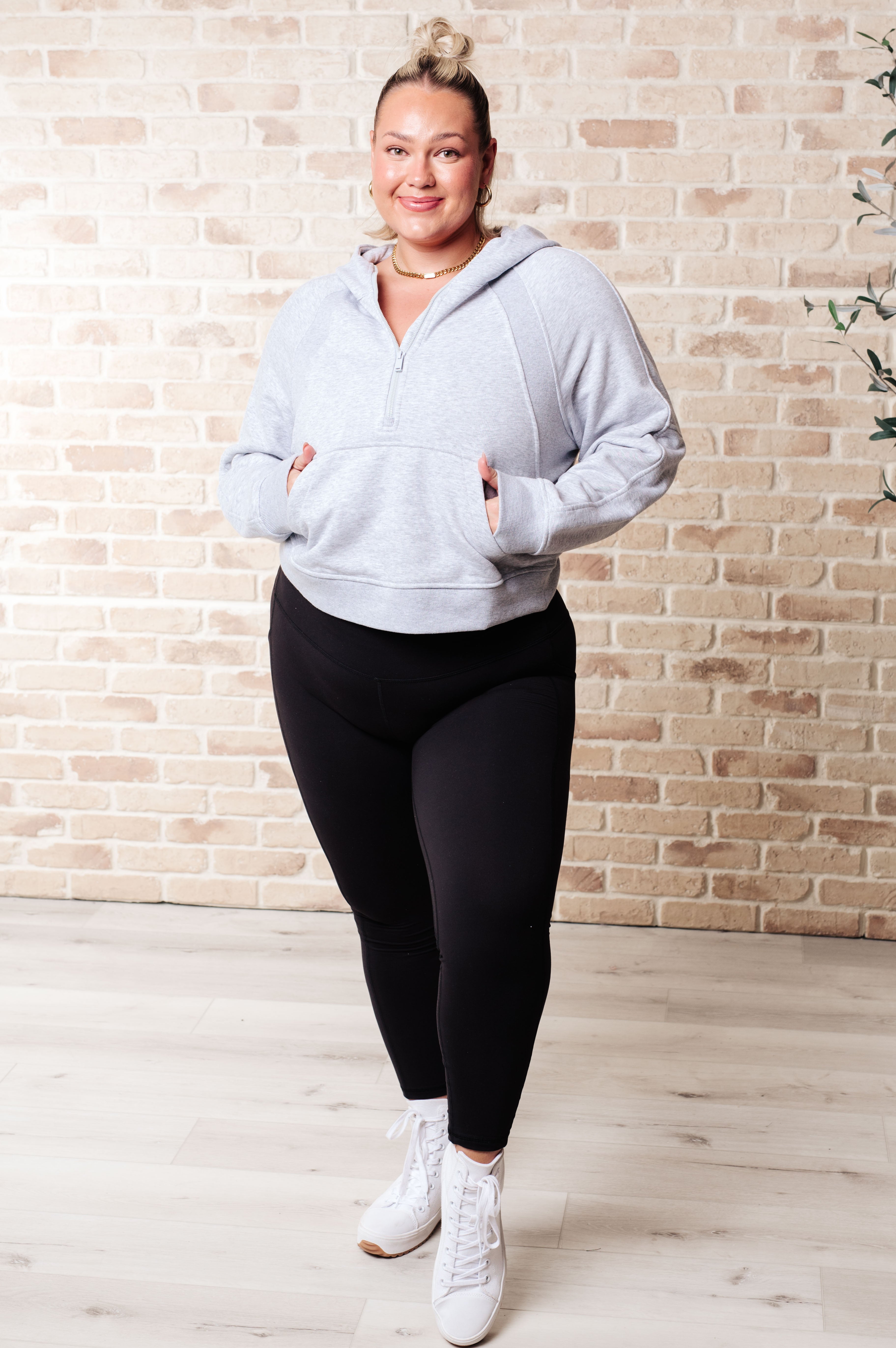 Rae Mode Working Up A Sweat Hooded Pullover in Grey Shirts & Tops