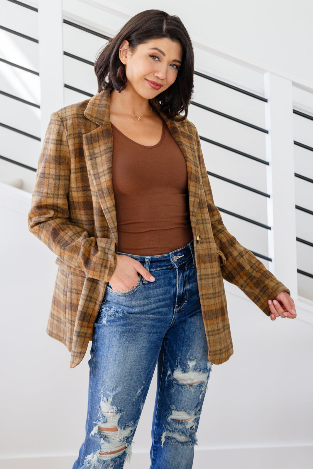Haptics World Class Plaid Blazer Layers