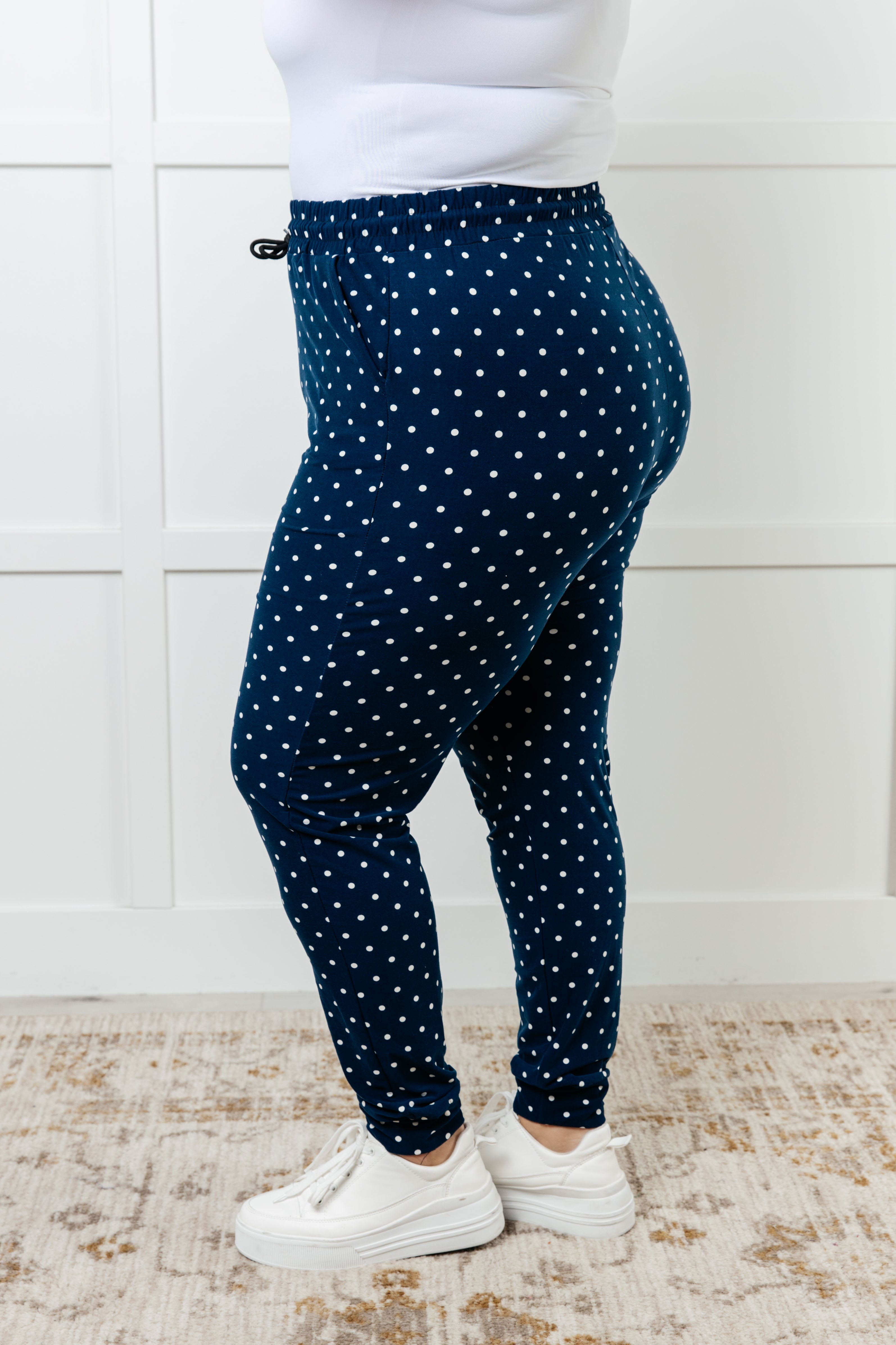 Your New Favorite Joggers in White Polka Dot Pants