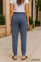Zenana Blue Indigo Center Seam Scuba Jogger Sweatpants with Pockets